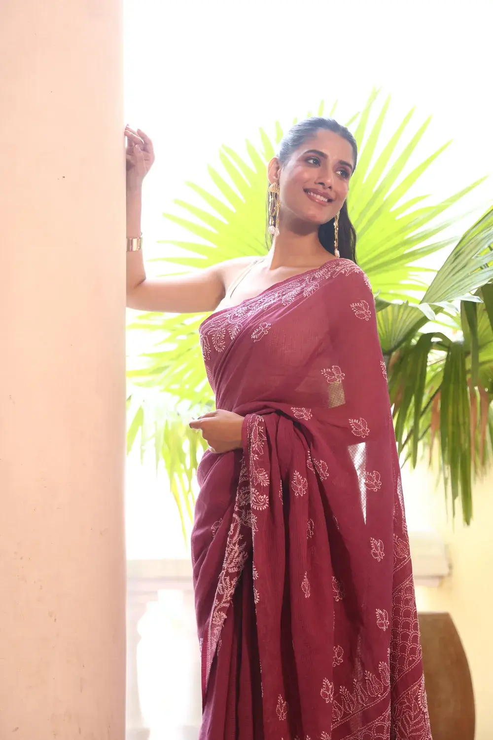 Purple Kota Cotton Chikankari