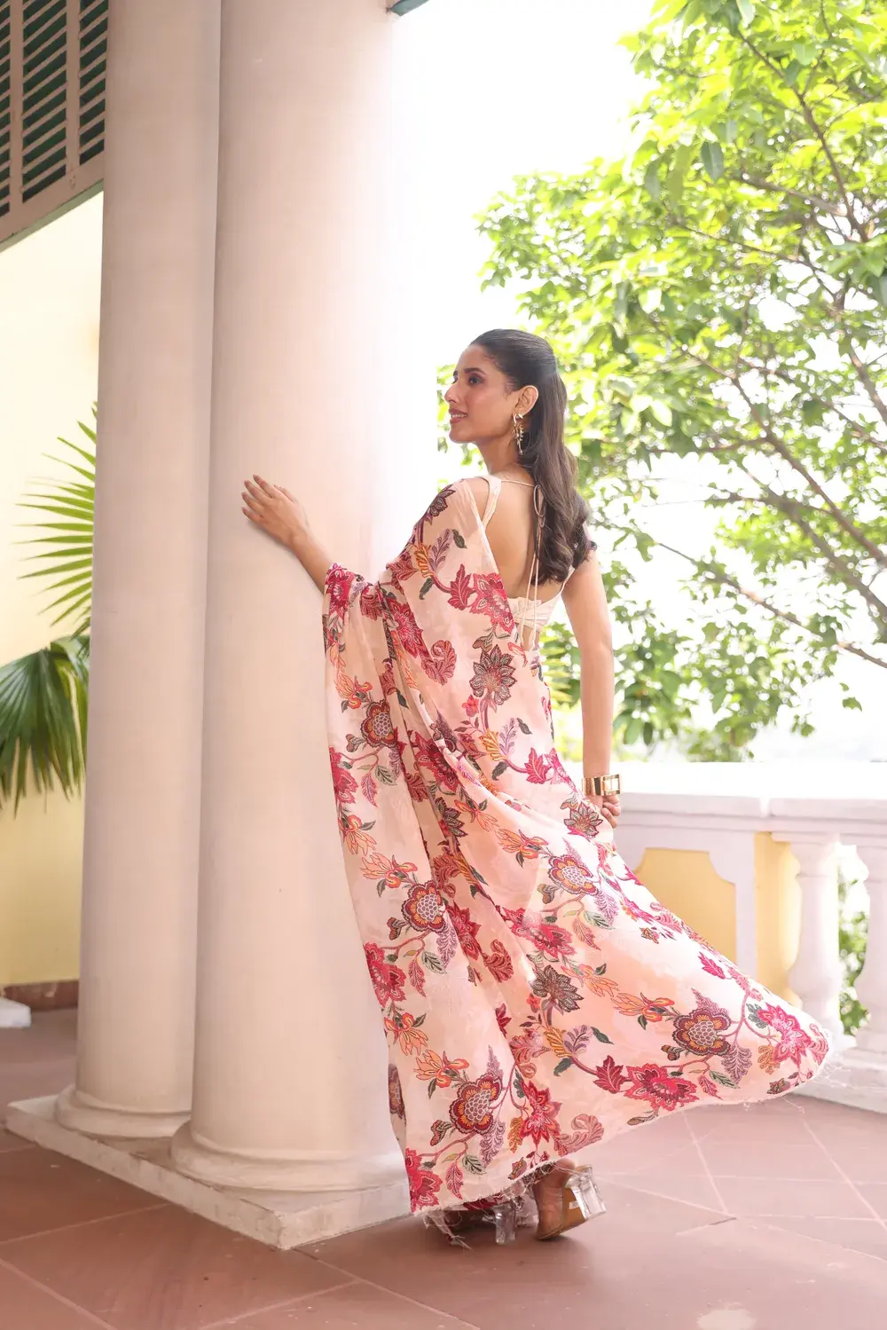 Beige Floral Digital Print