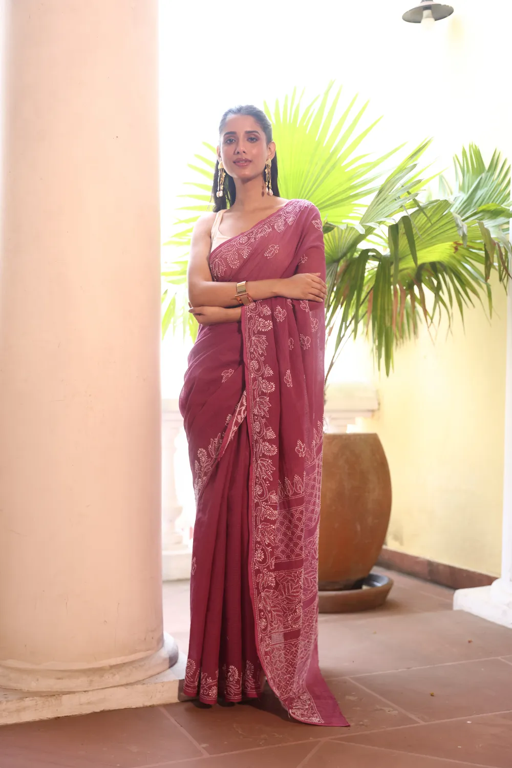 Purple Kota Cotton Chikankari