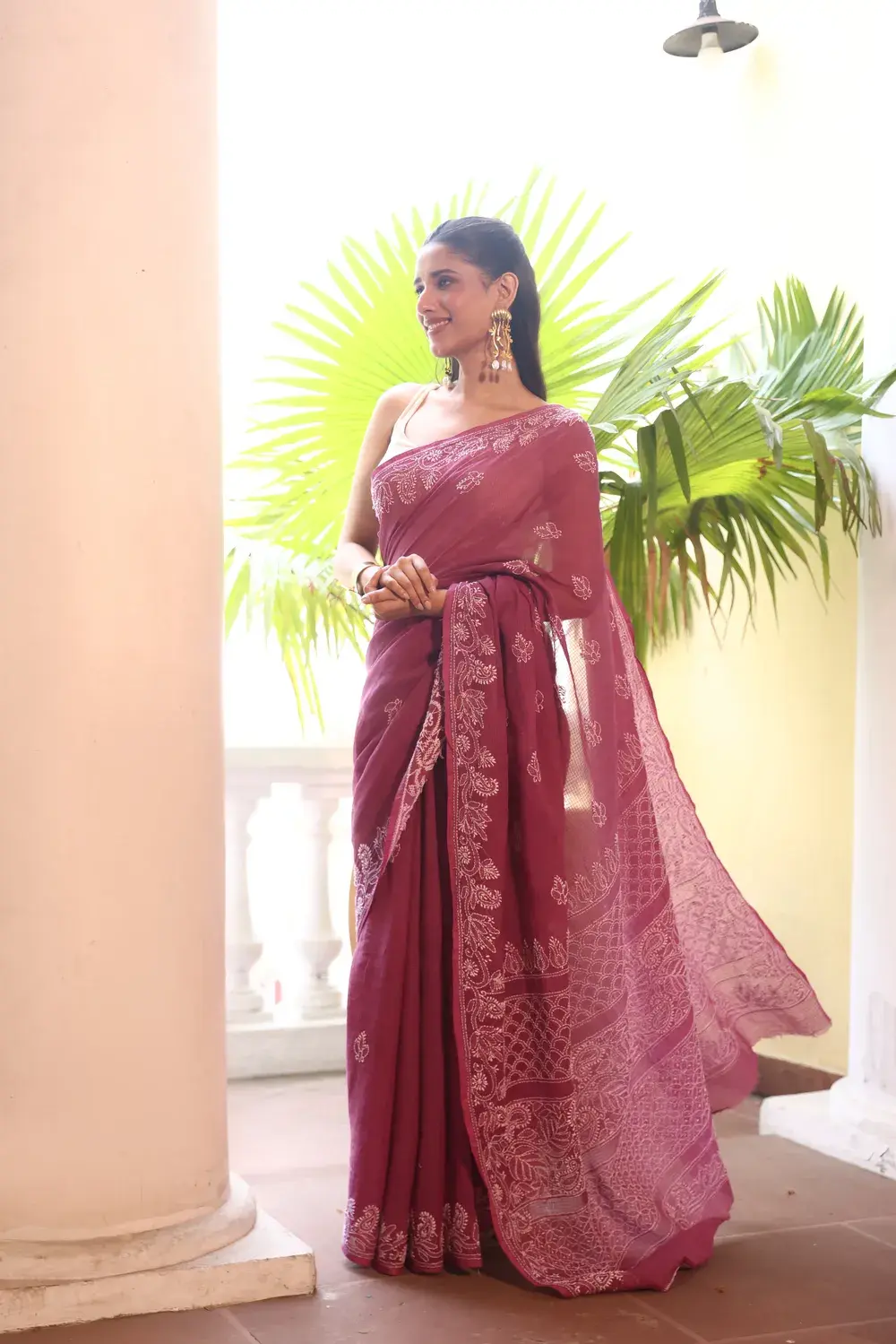 Purple Kota Cotton Chikankari