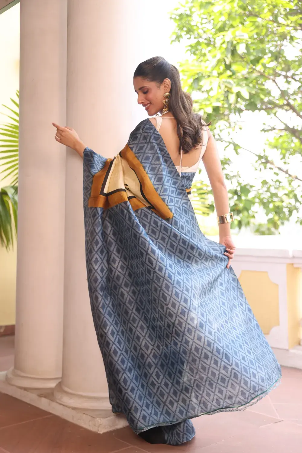 Blue & Beige Pure Silk Saree