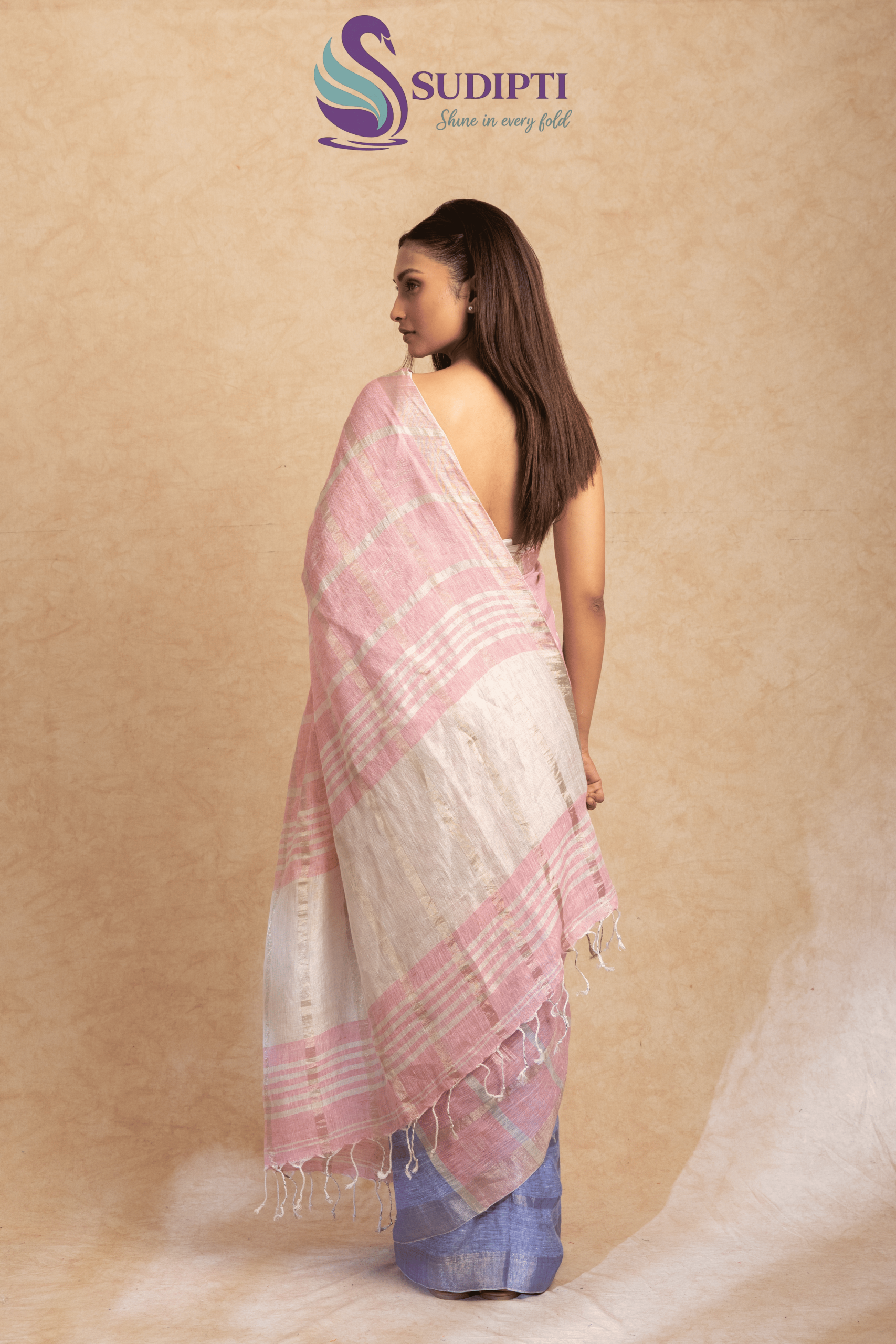 Blush Horizon Linen Saree