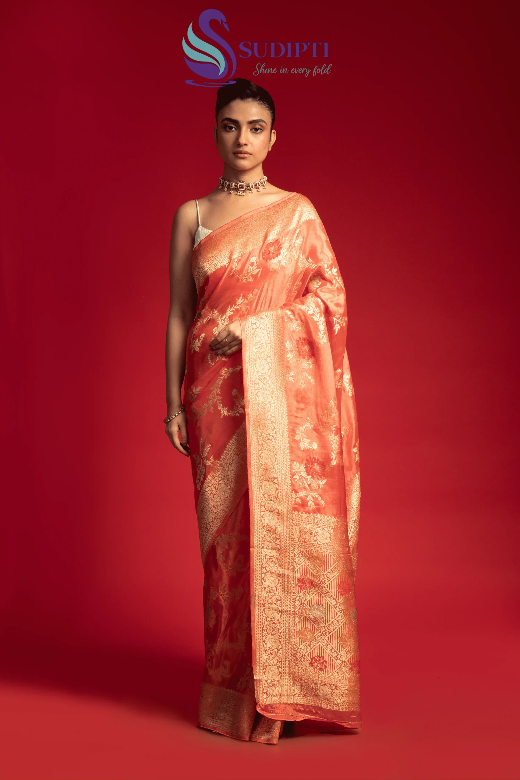 Peach Royale Banarasi Saree