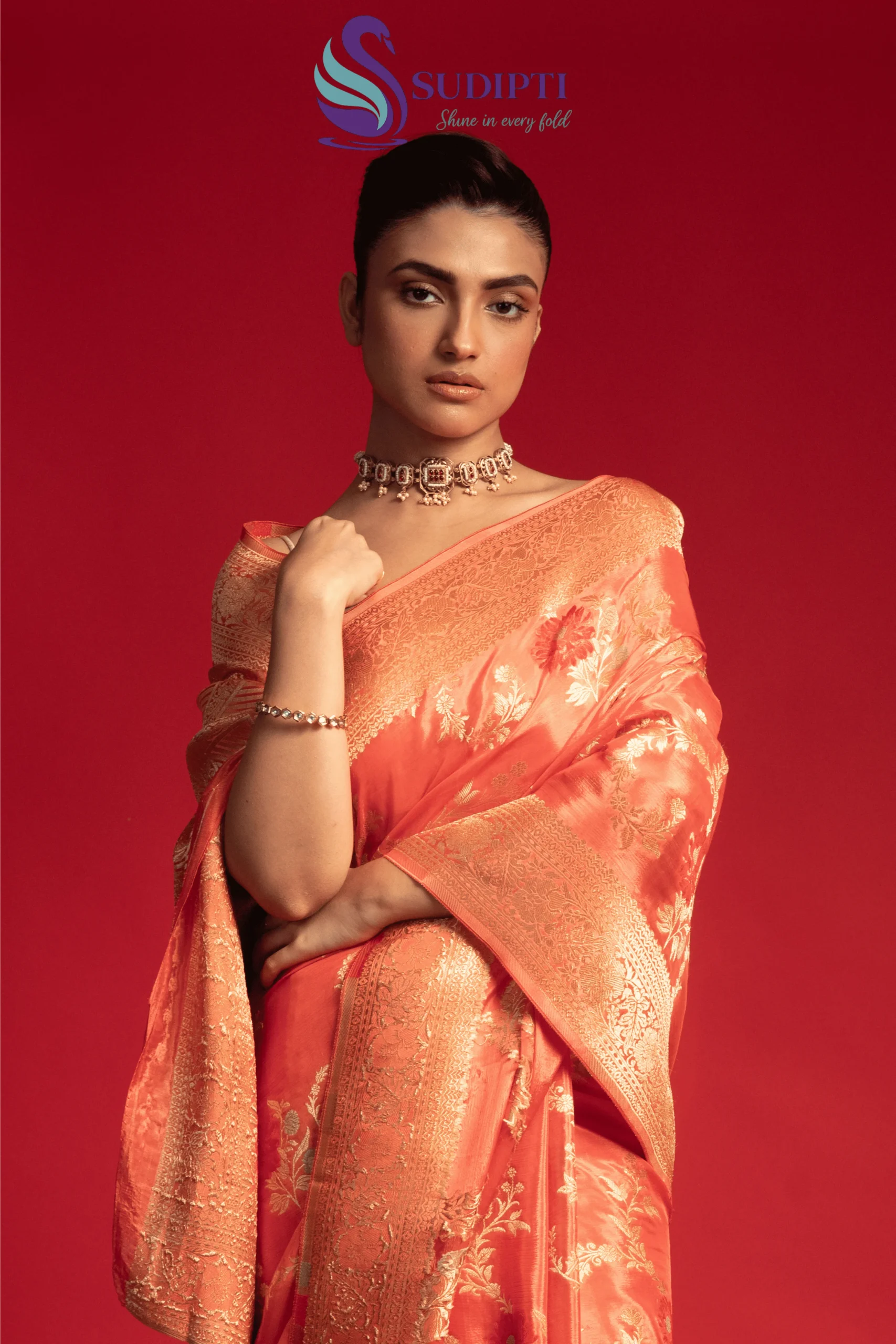 Peach Royale Banarasi Saree