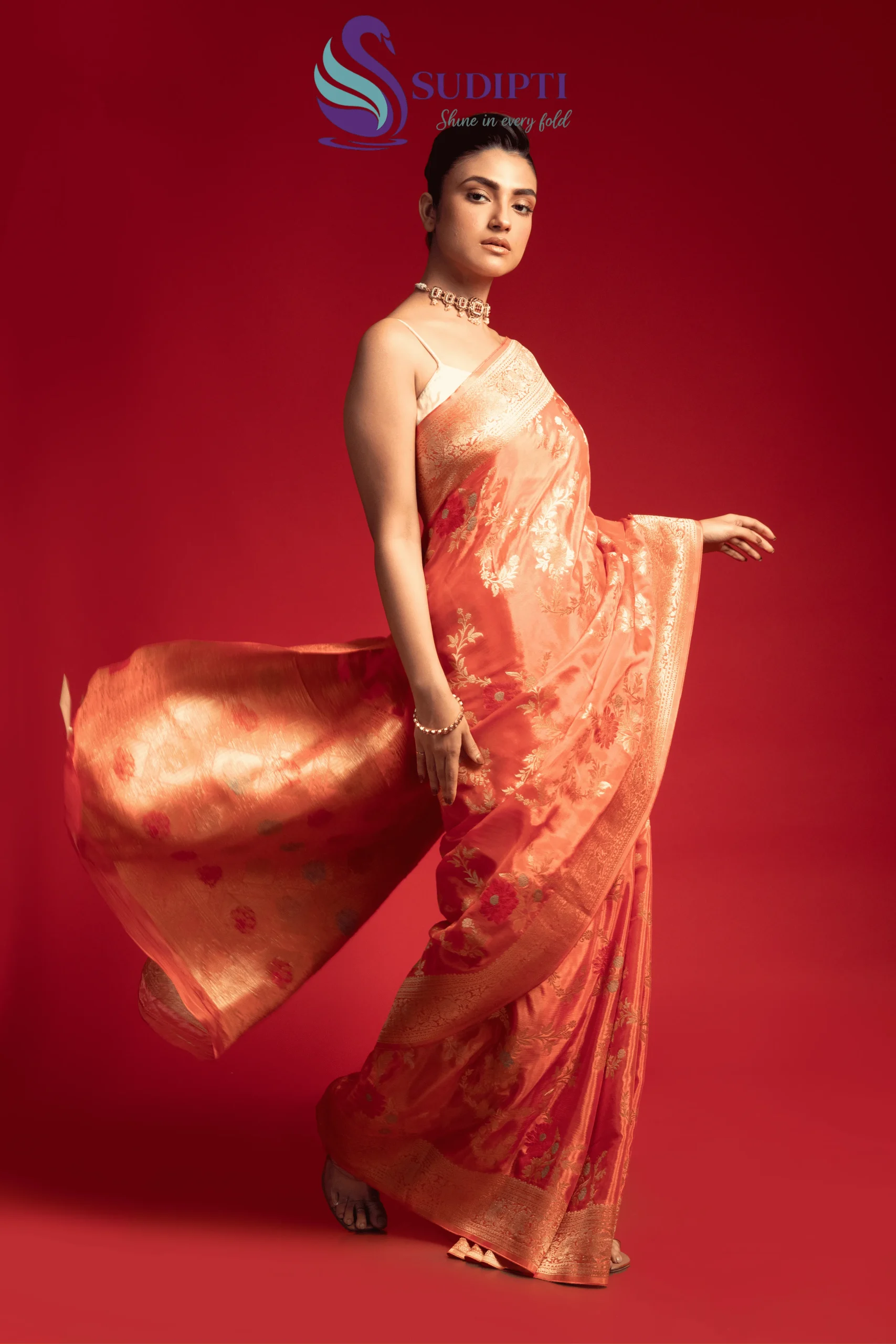 Peach Royale Banarasi Saree