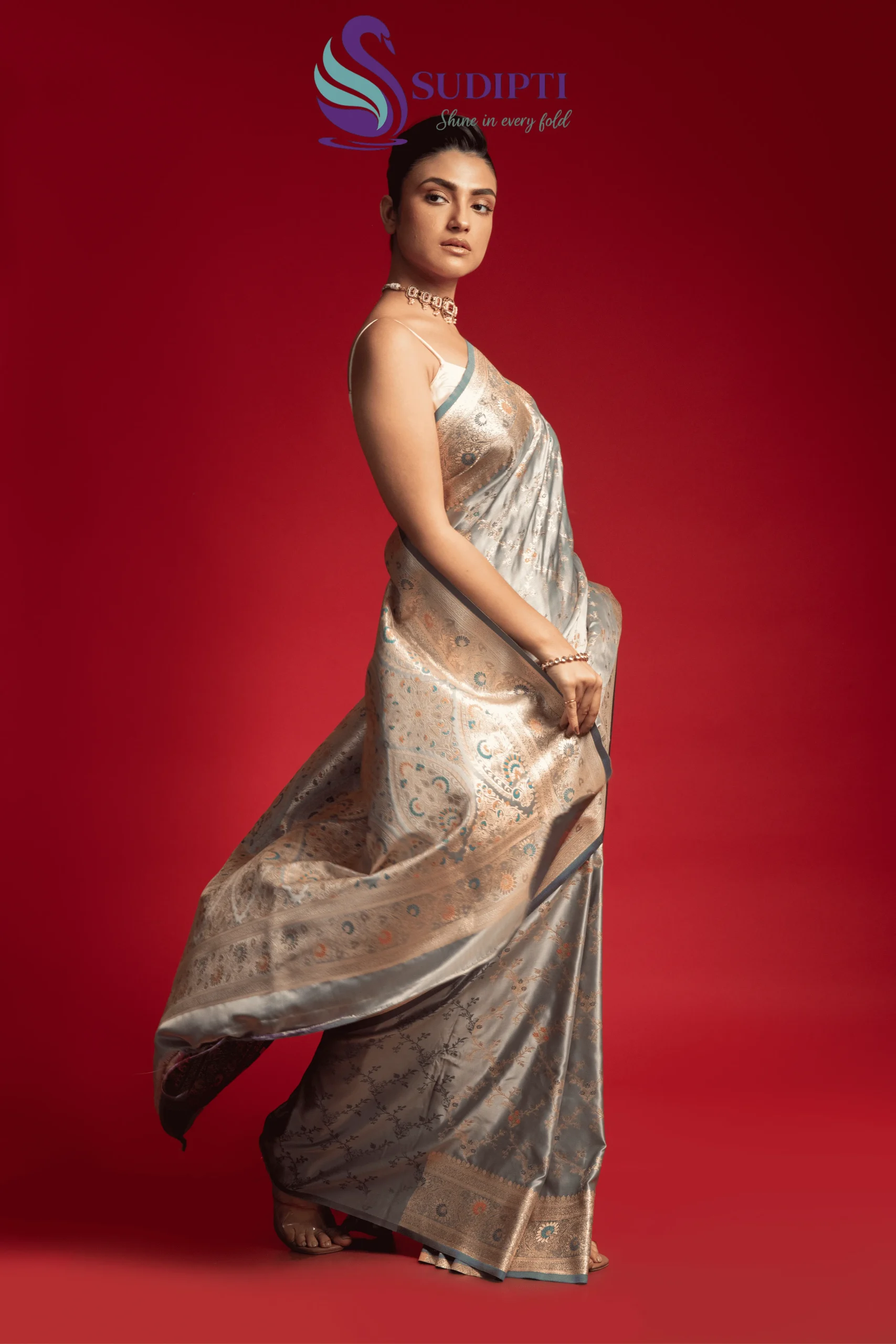 Moonstone Mist Banarasi Saree