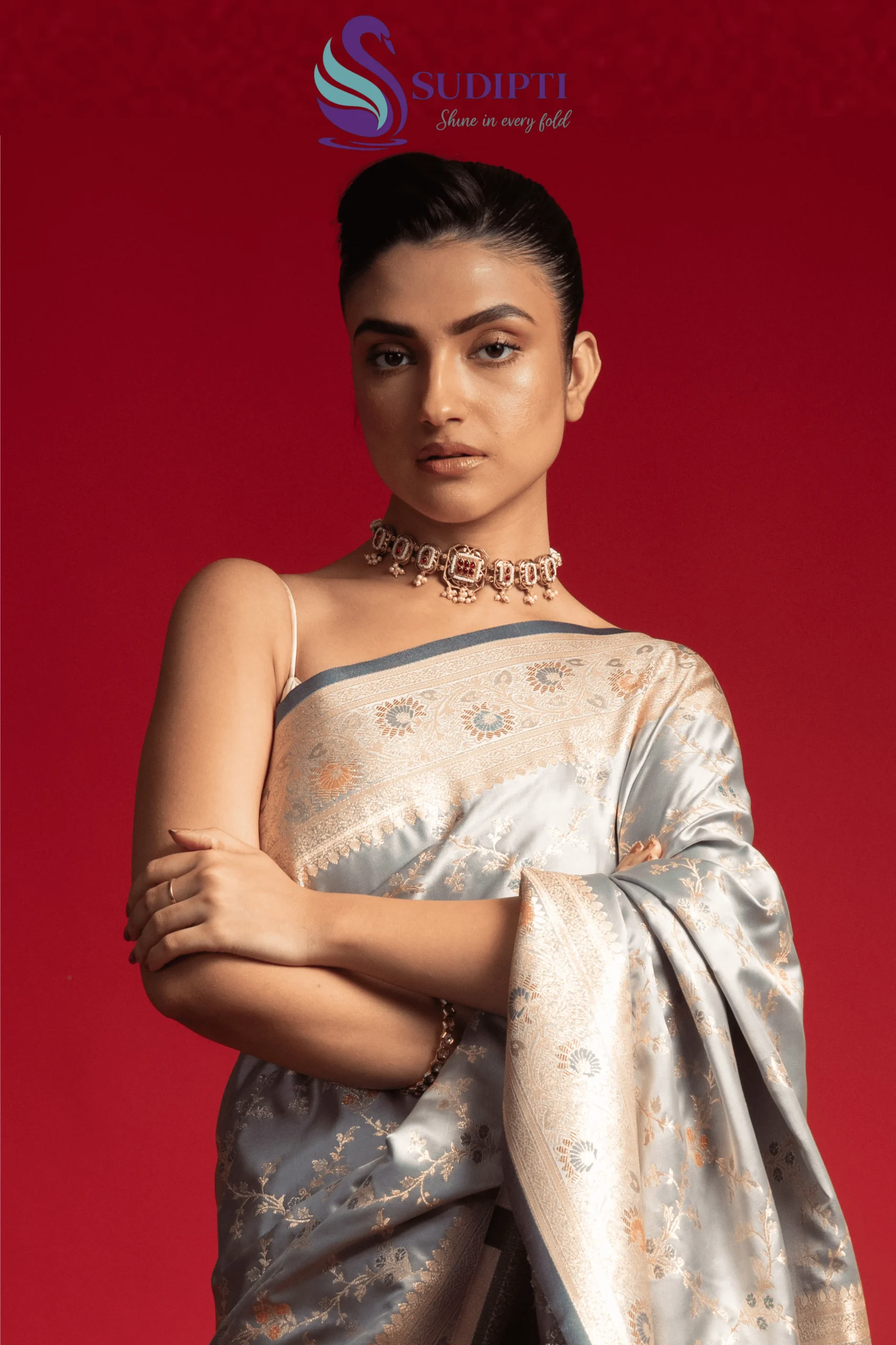 Moonstone Mist Banarasi Saree