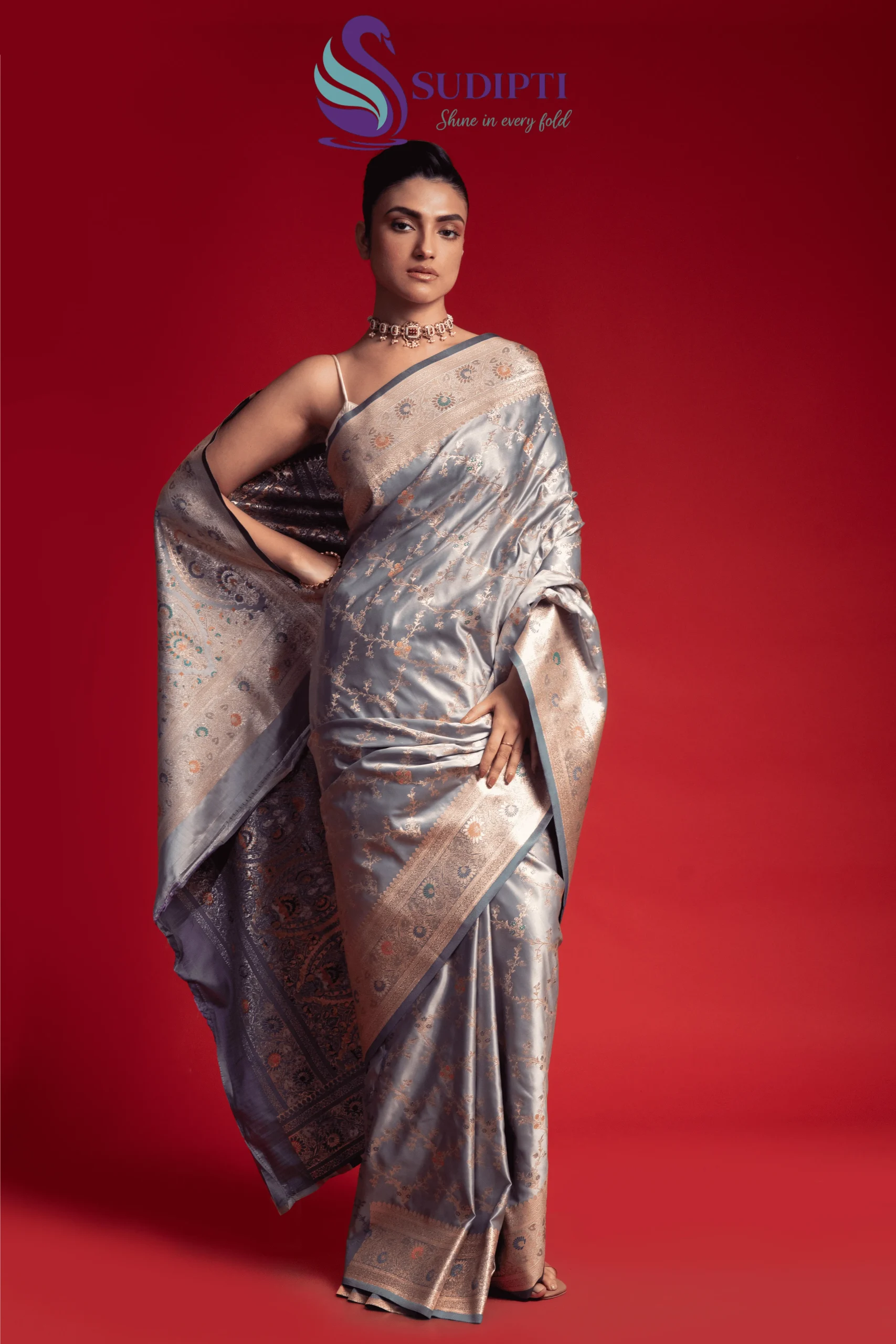 Moonstone Mist Banarasi Saree