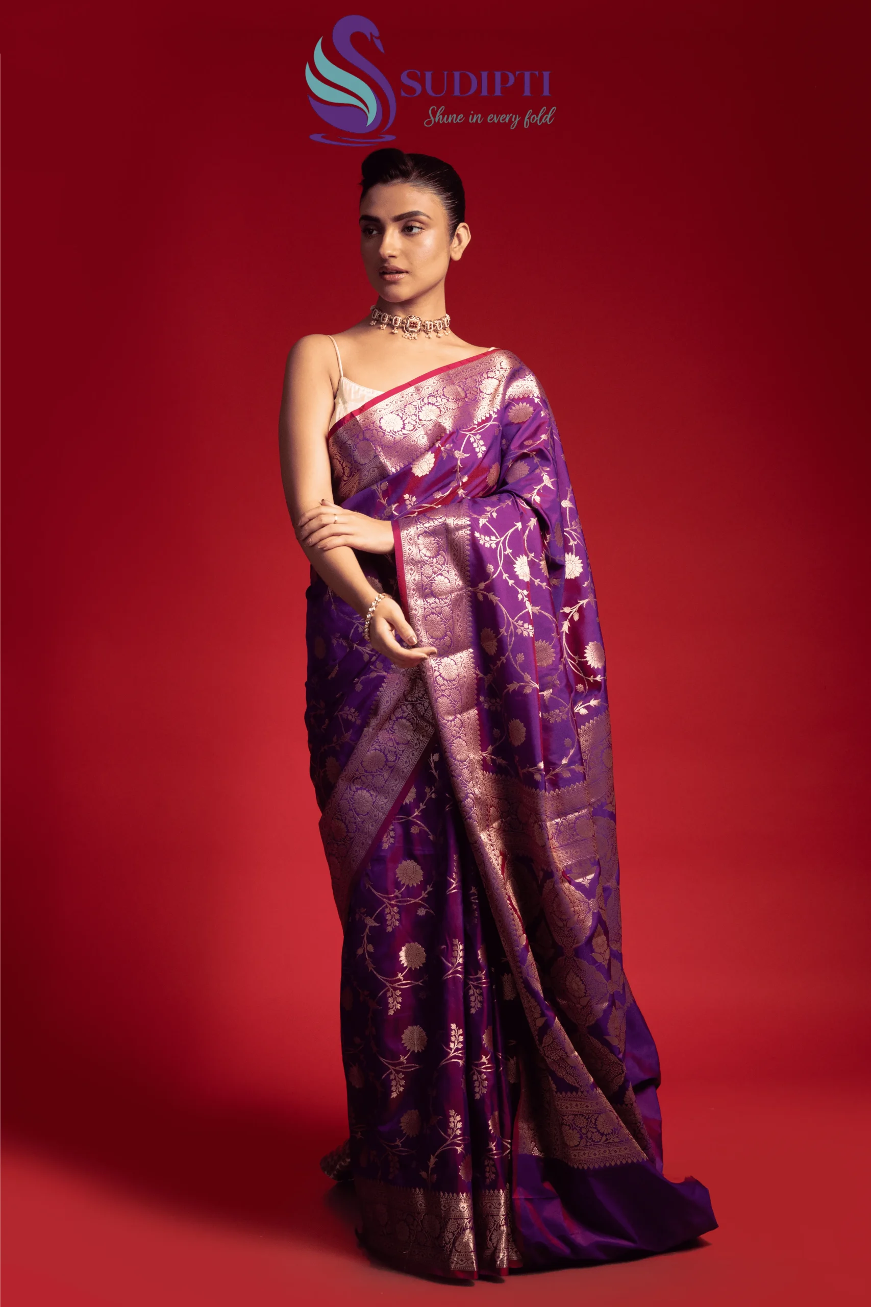 Royal Amethyst Purple Banarasi Saree