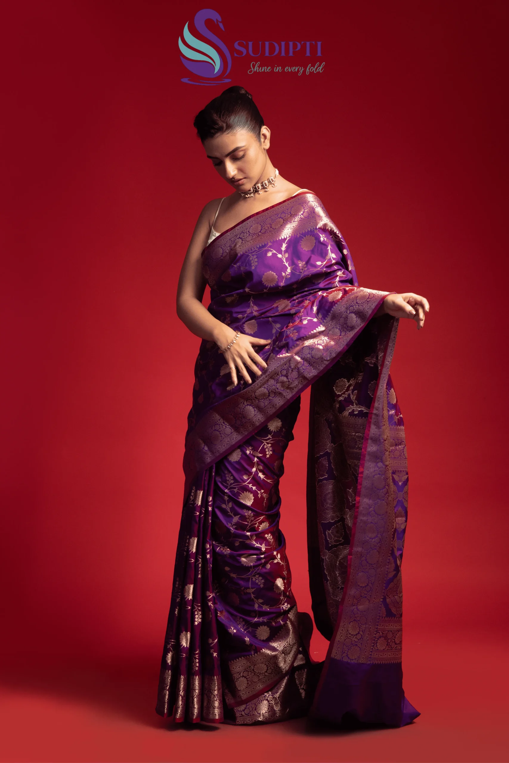 Royal Amethyst Purple Banarasi Saree