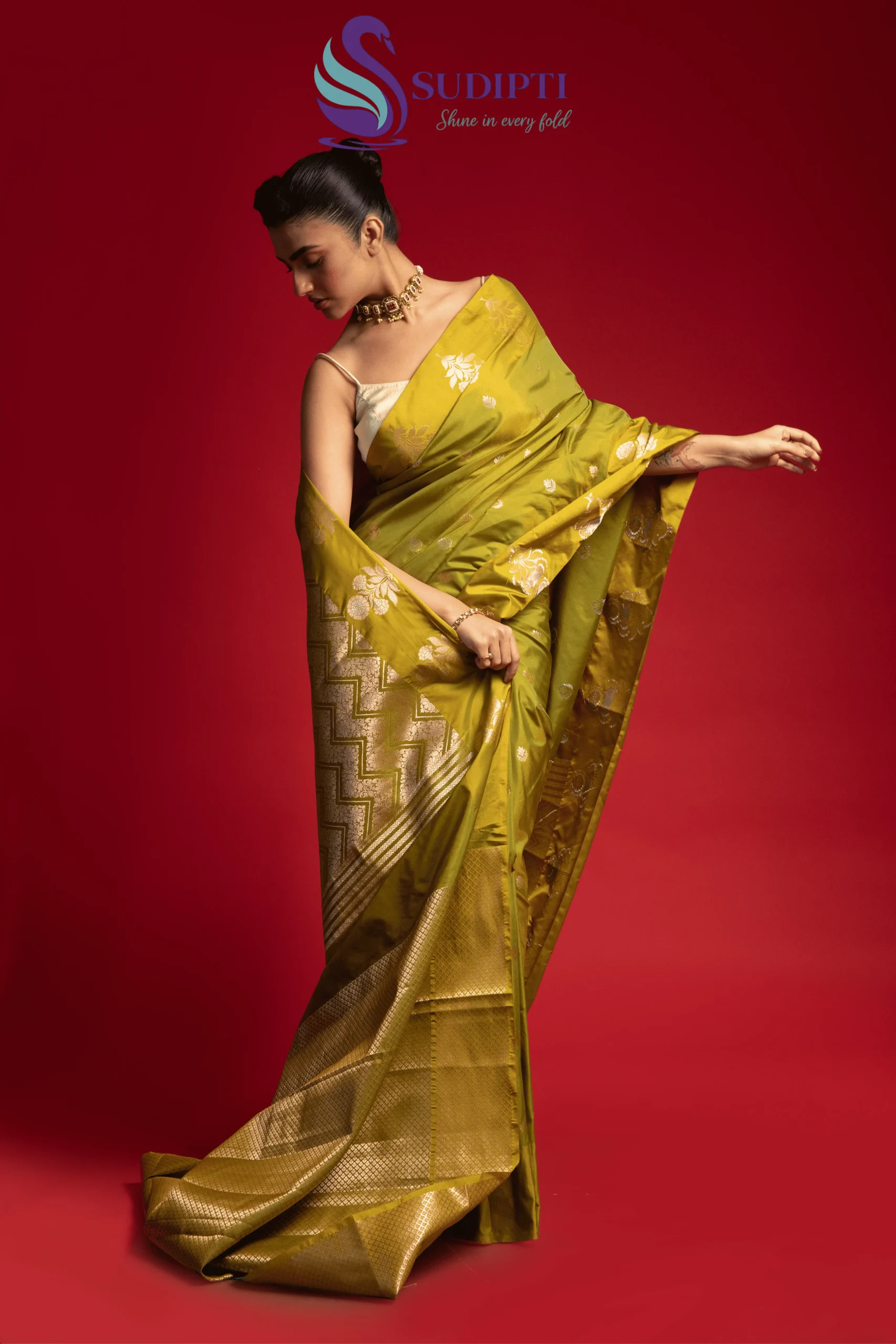 Olive Banarasi Saree