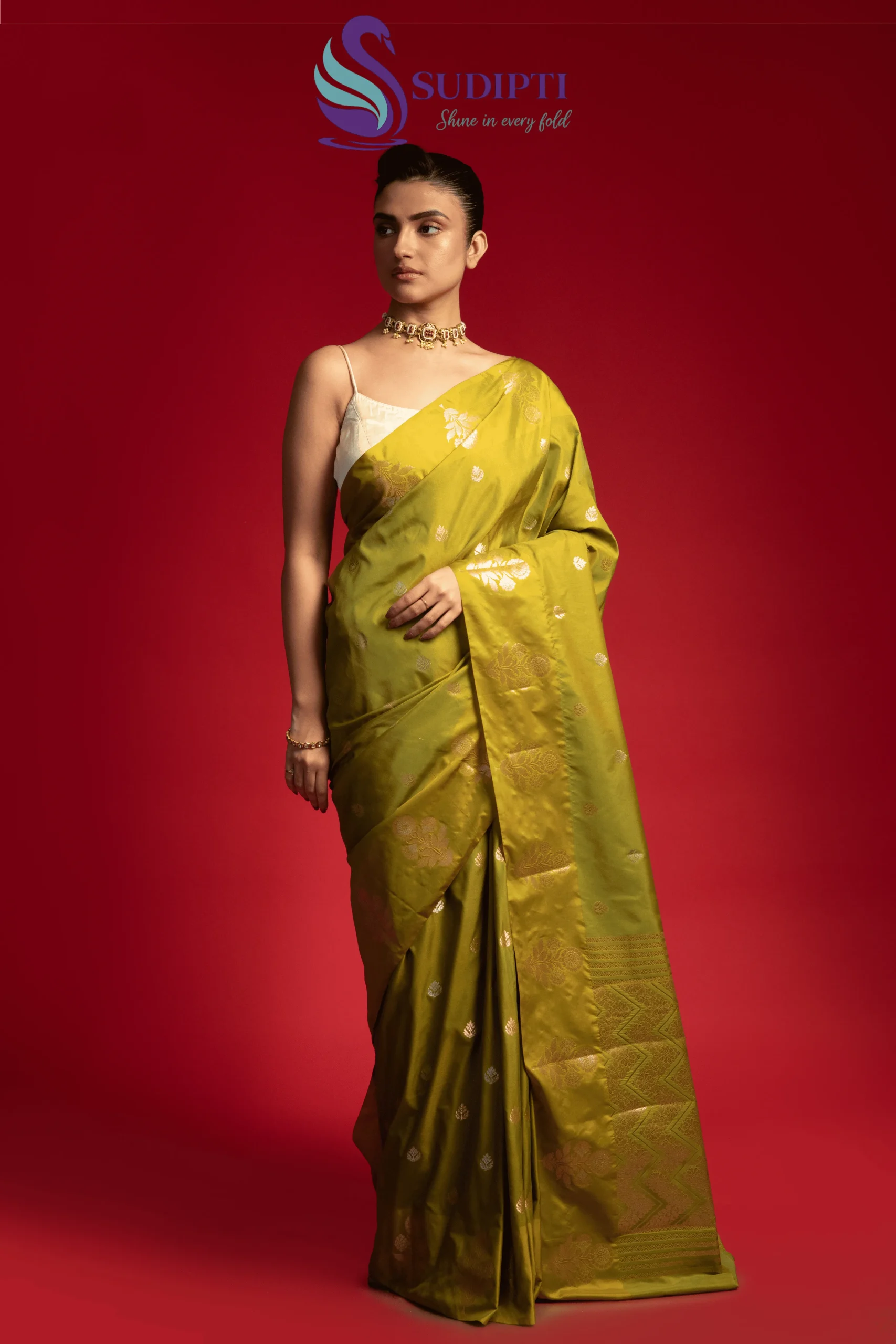 Olive Banarasi Saree