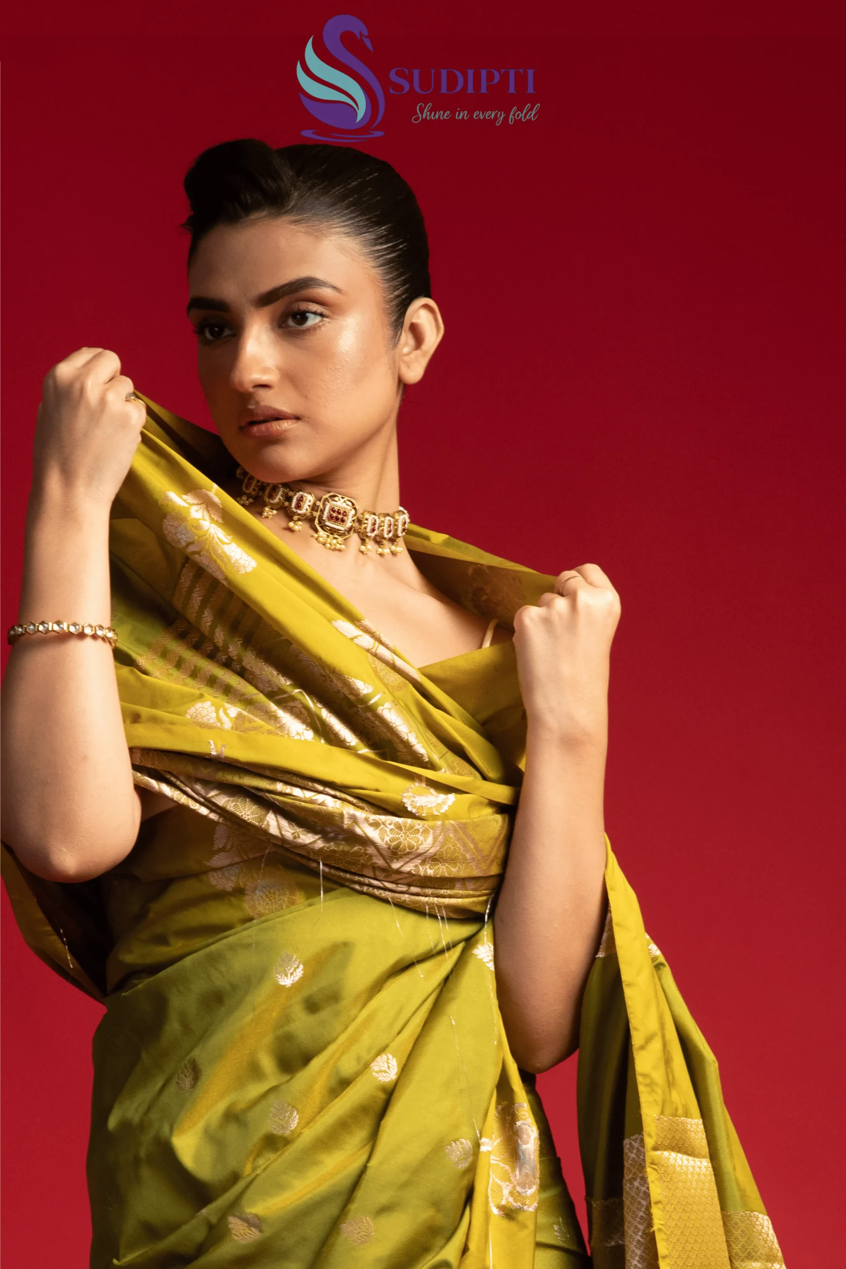 Olive Banarasi Saree