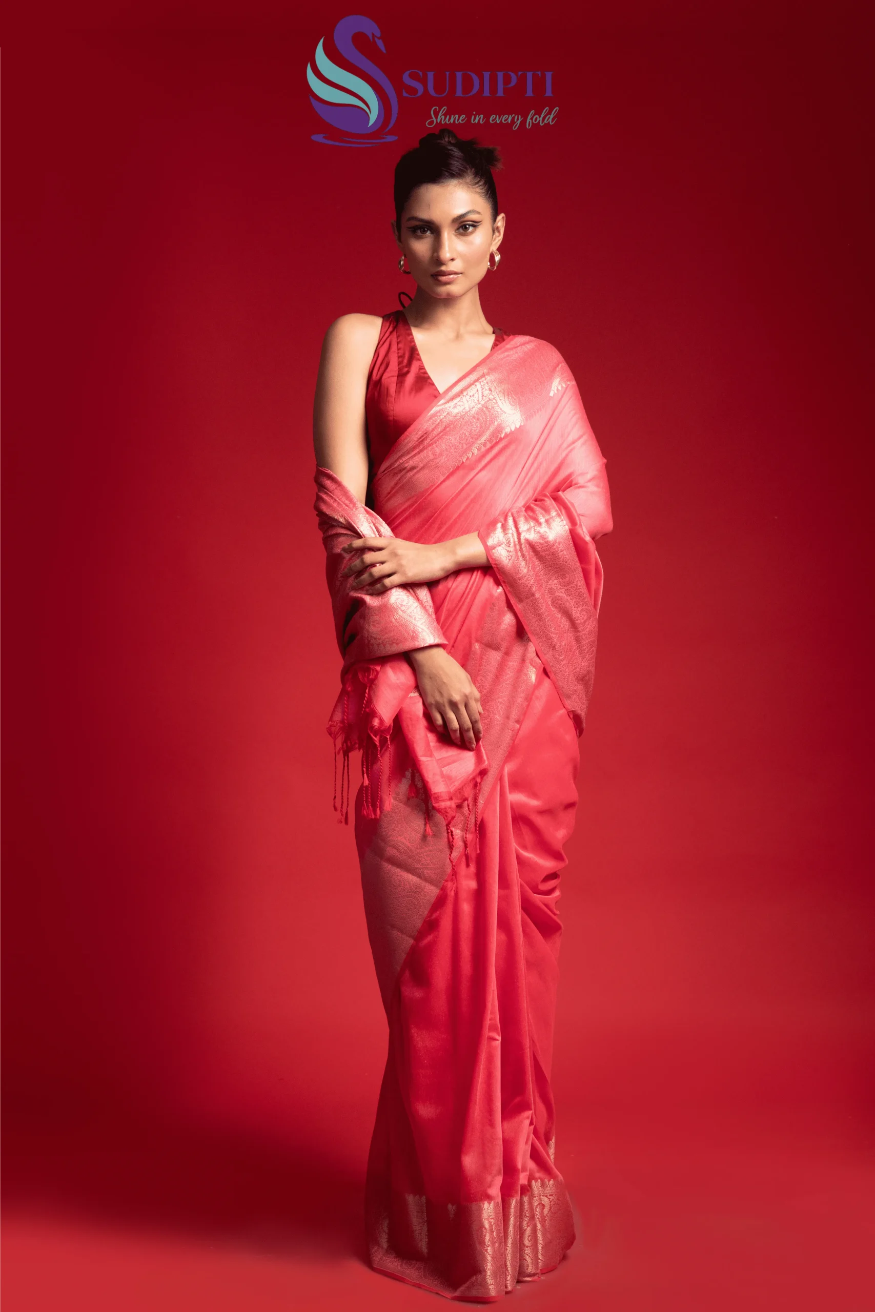 Coral Blush Banarasi Saree