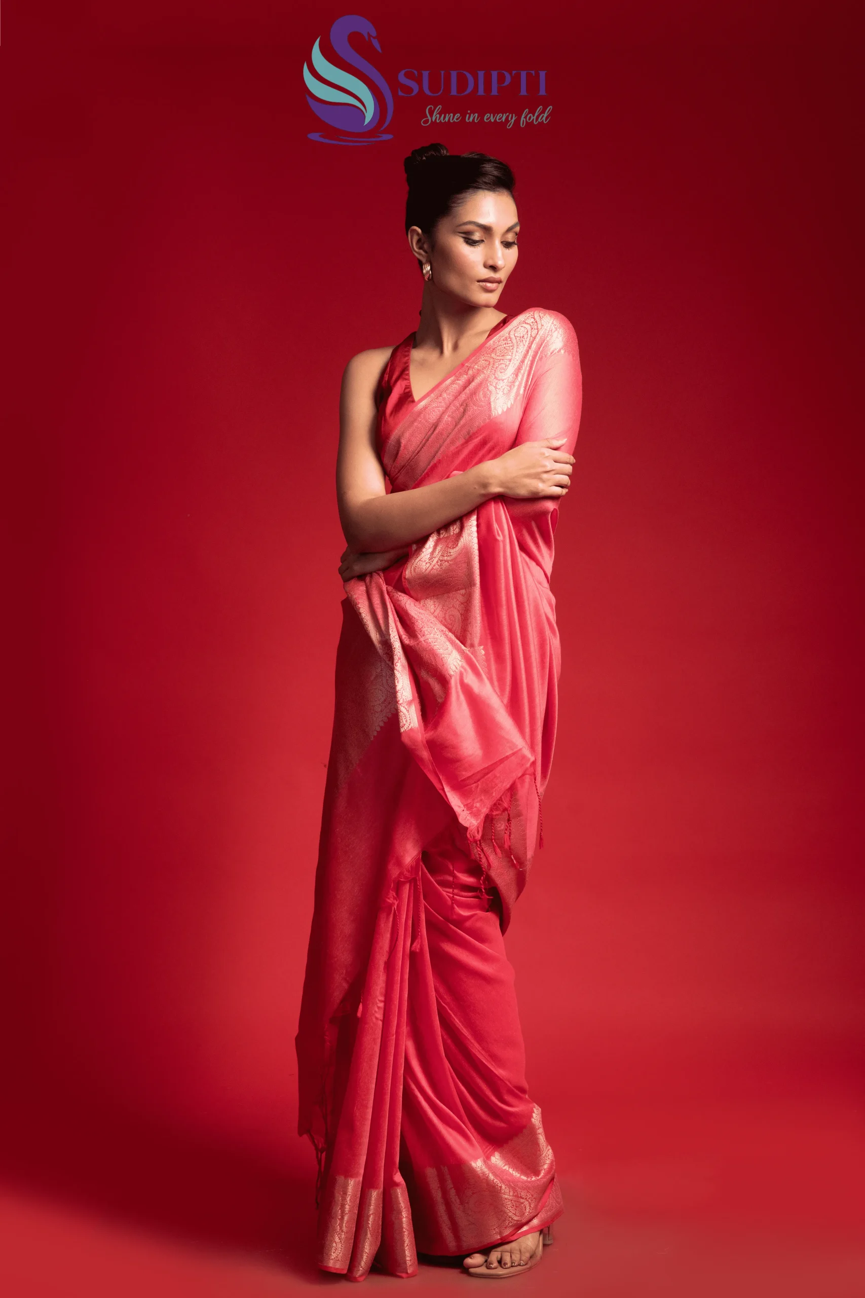Coral Blush Banarasi Saree