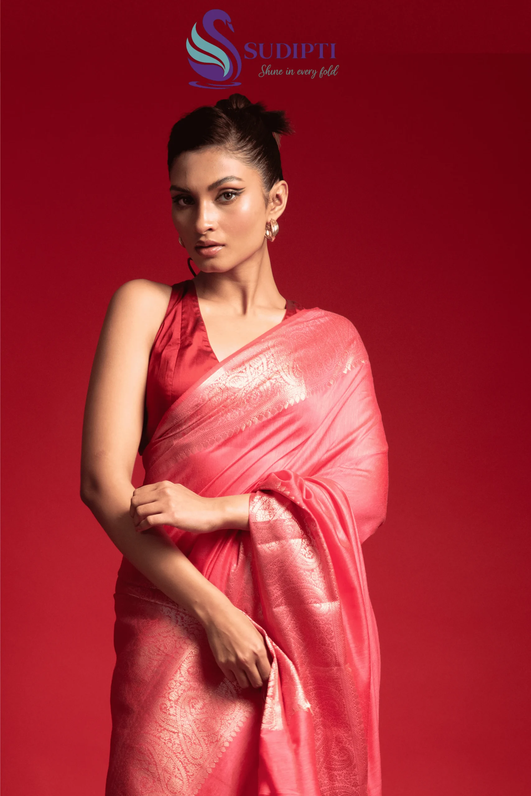 Coral Blush Banarasi Saree