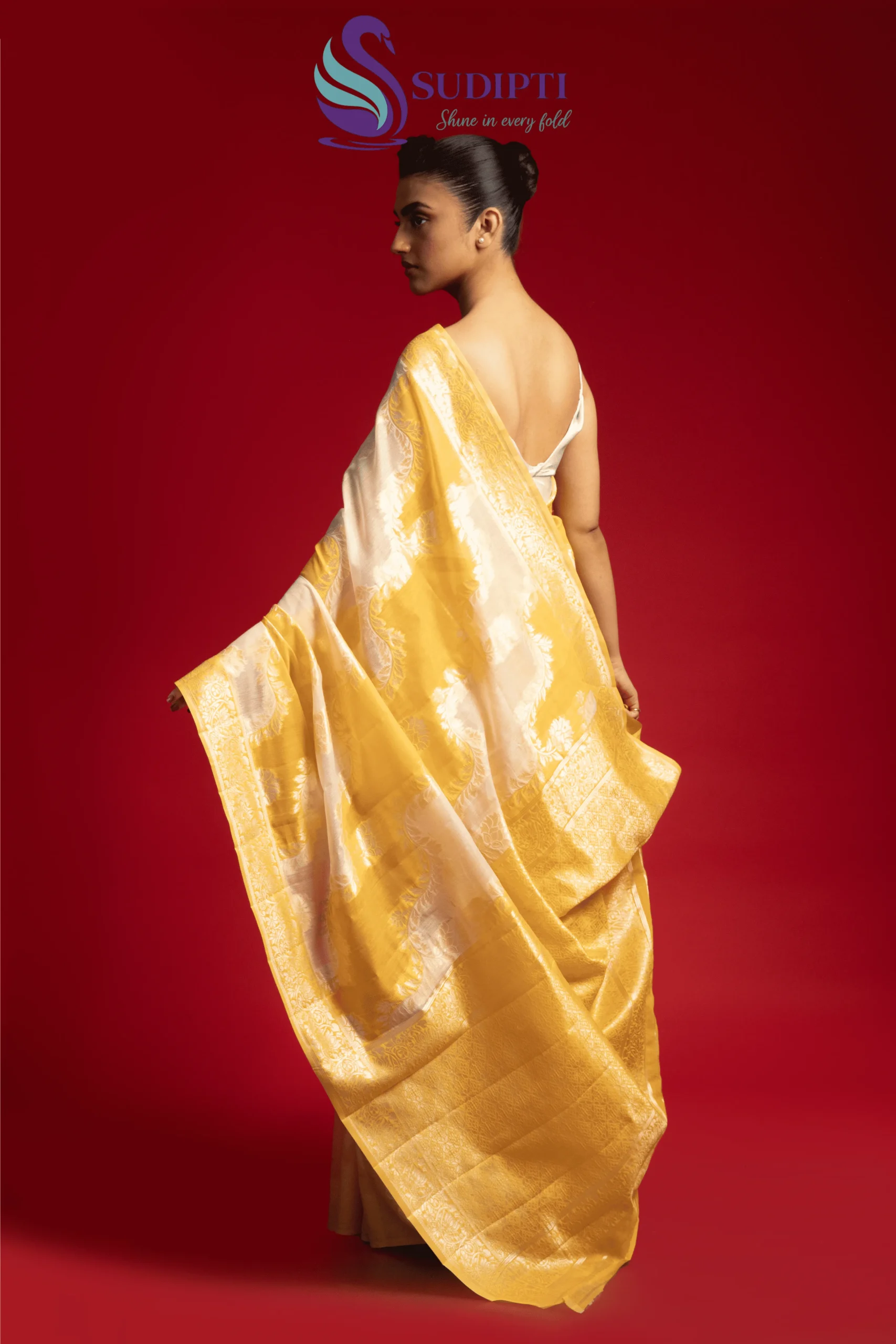 Sunlit Pearl Cotton Banarasi Saree