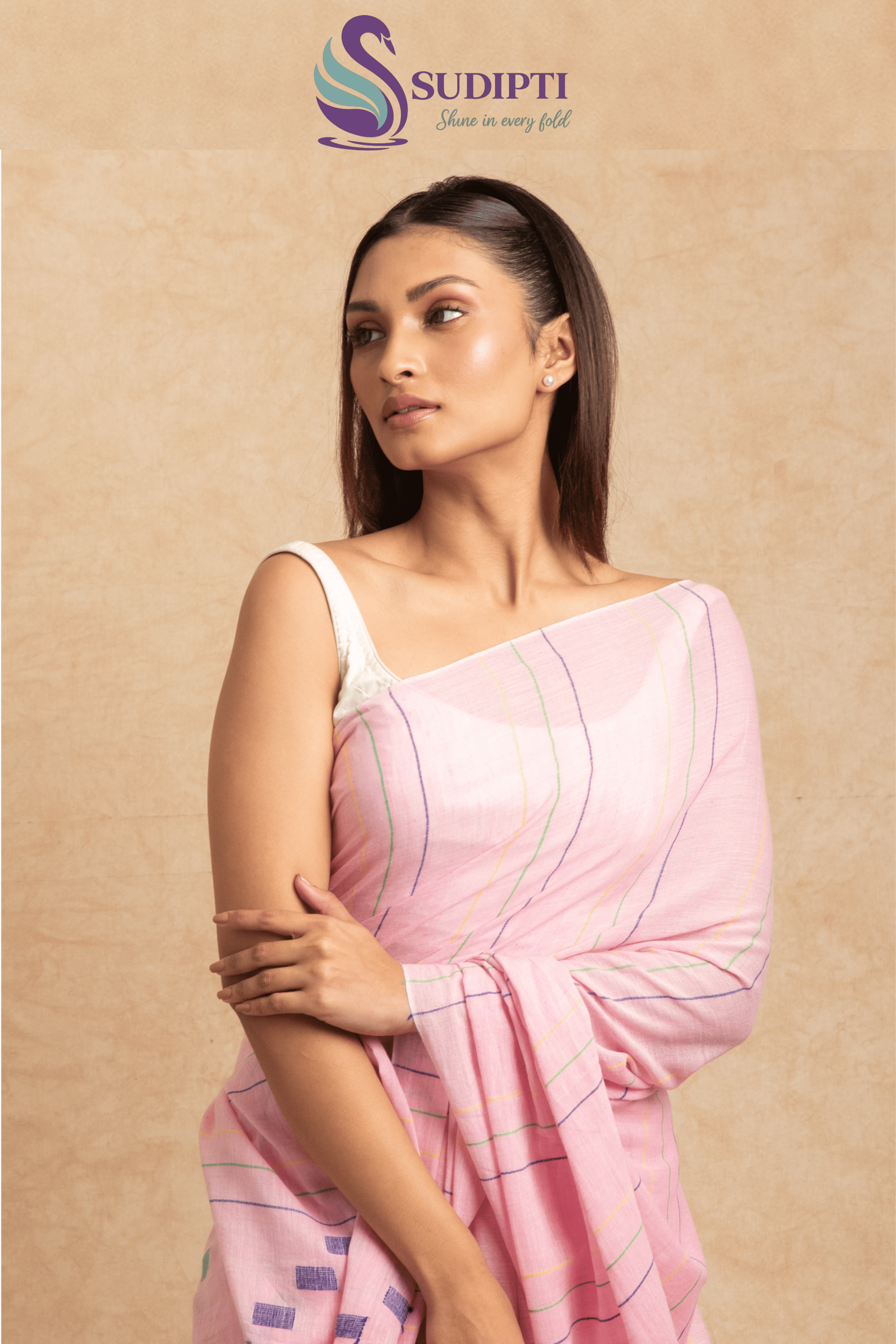 Blush Pink Pure Cotton Saree