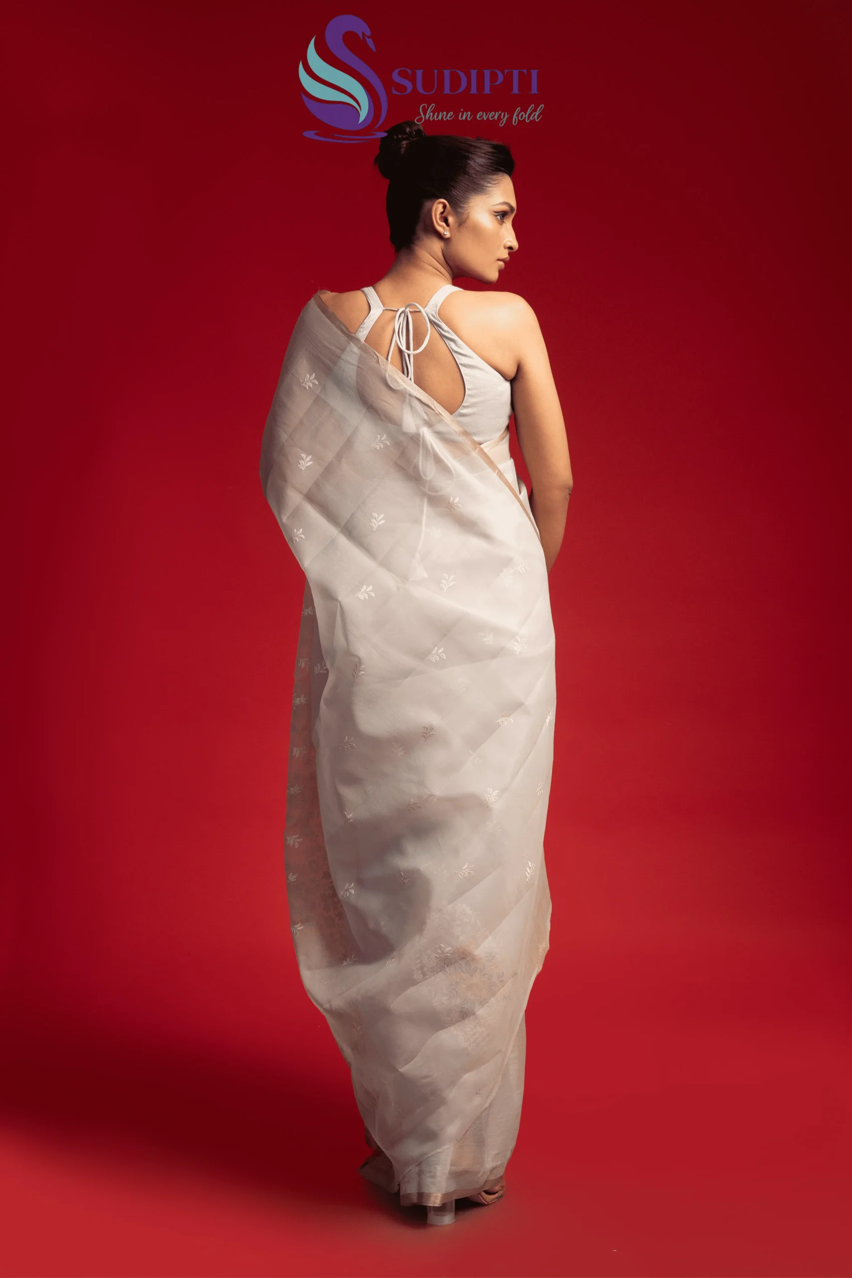 Ivory Bloom Tissue Banarasi Saree