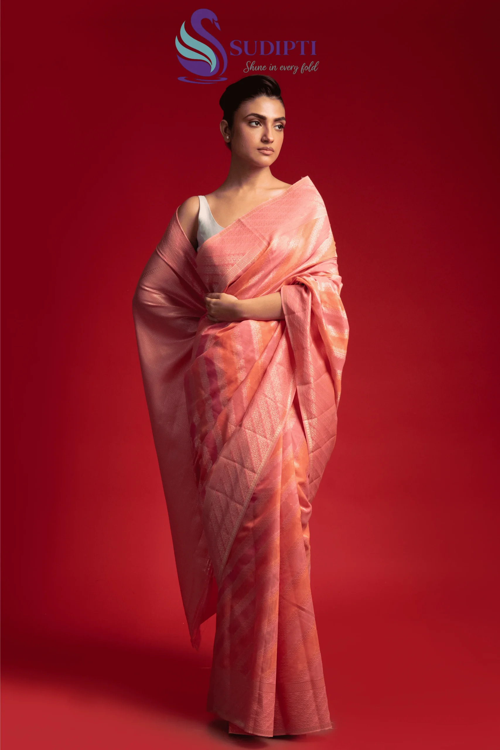 Peach Blossom Cotton Banarasi Saree