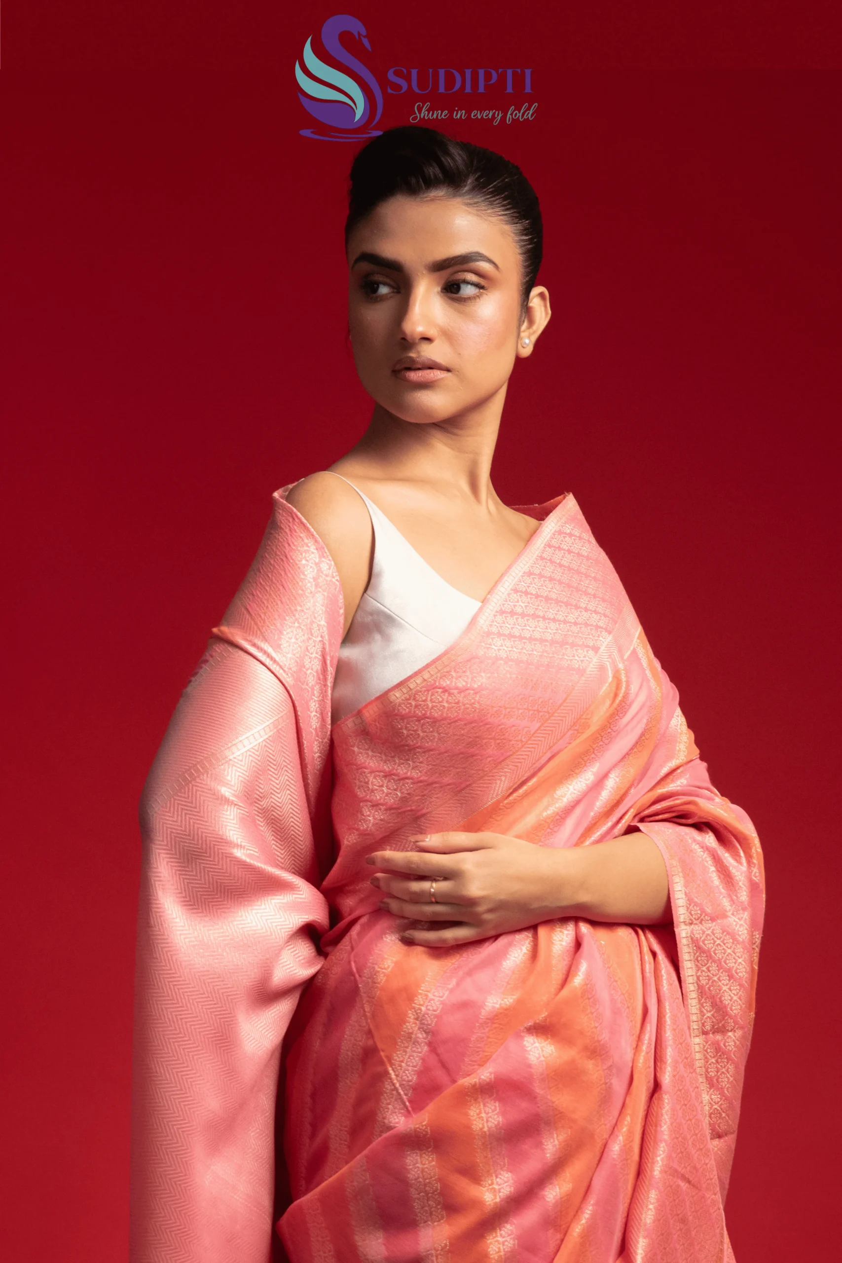 Peach Blossom Cotton Banarasi Saree