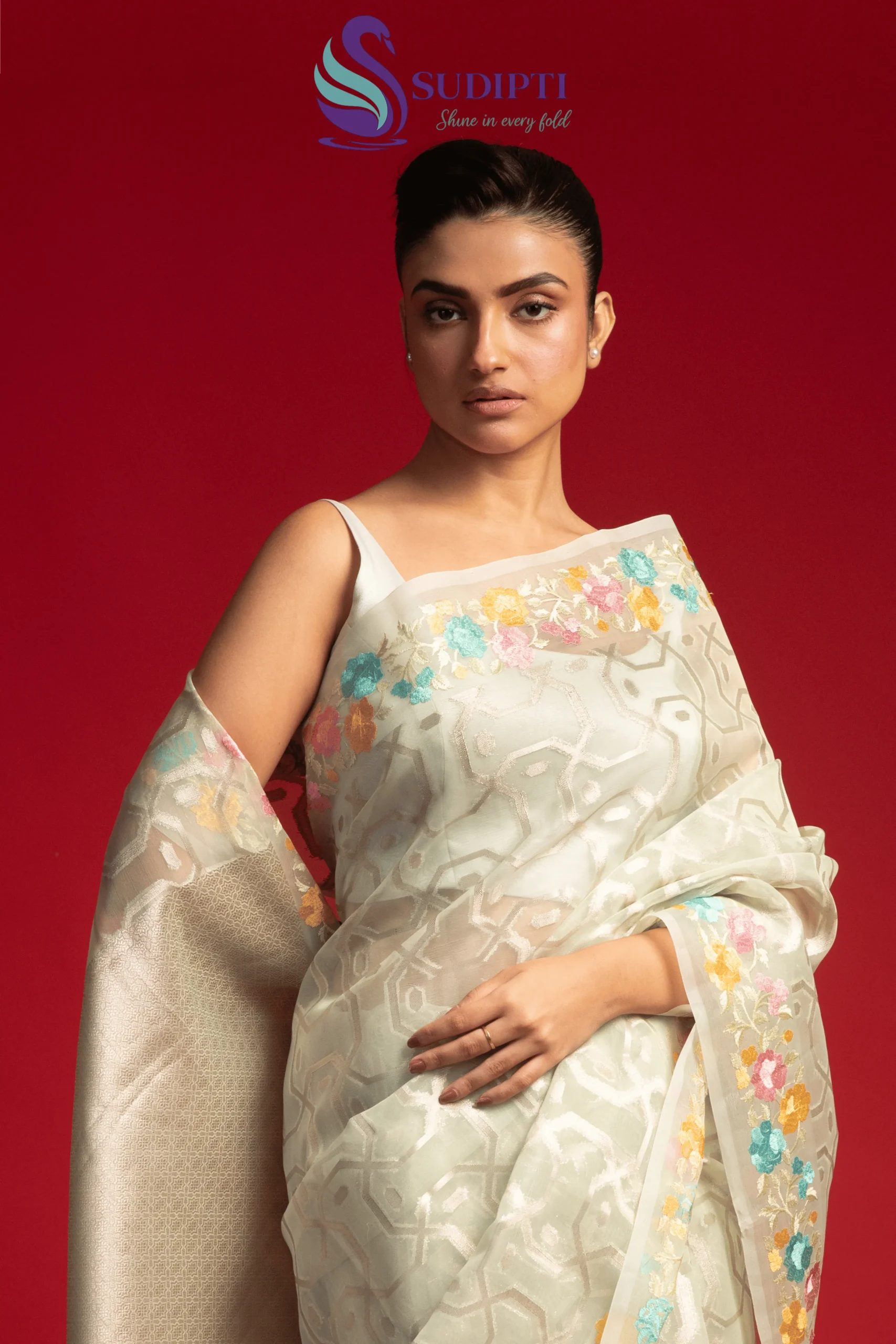 Pista Green Bloom Tissue Banarasi Saree
