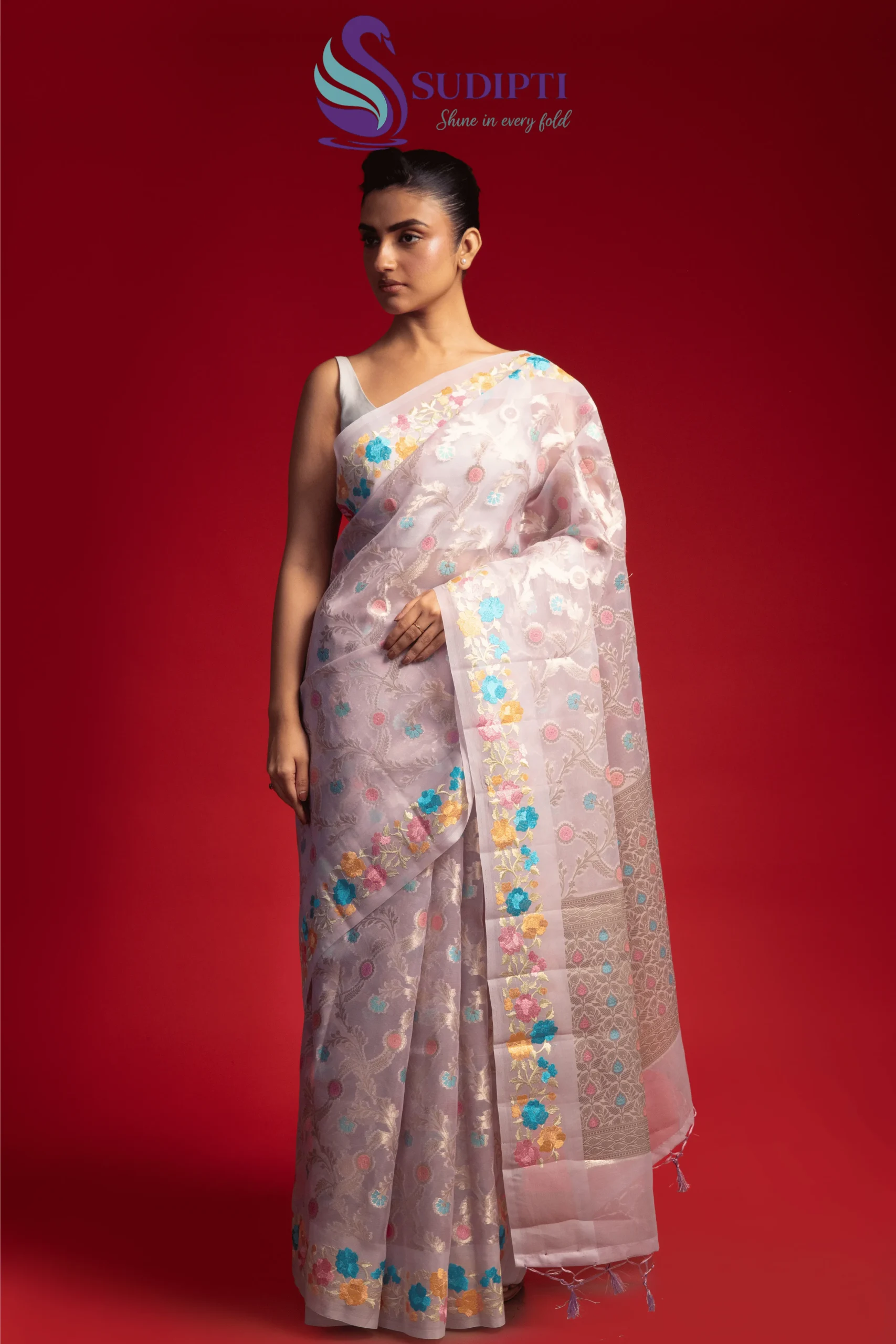 Lilac Pastel Bloom Tissue Banarasi Saree
