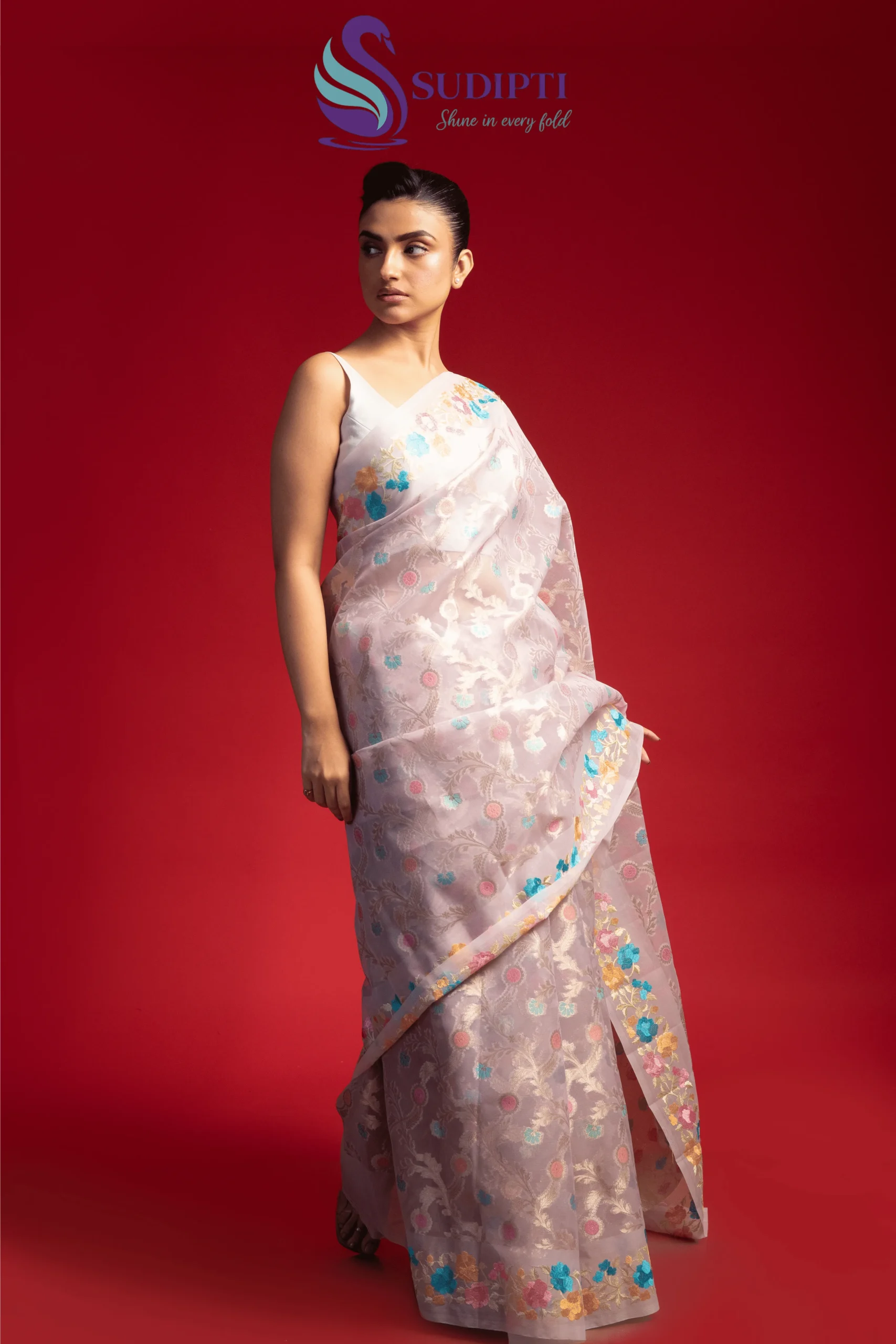 Lilac Pastel Bloom Tissue Banarasi Saree