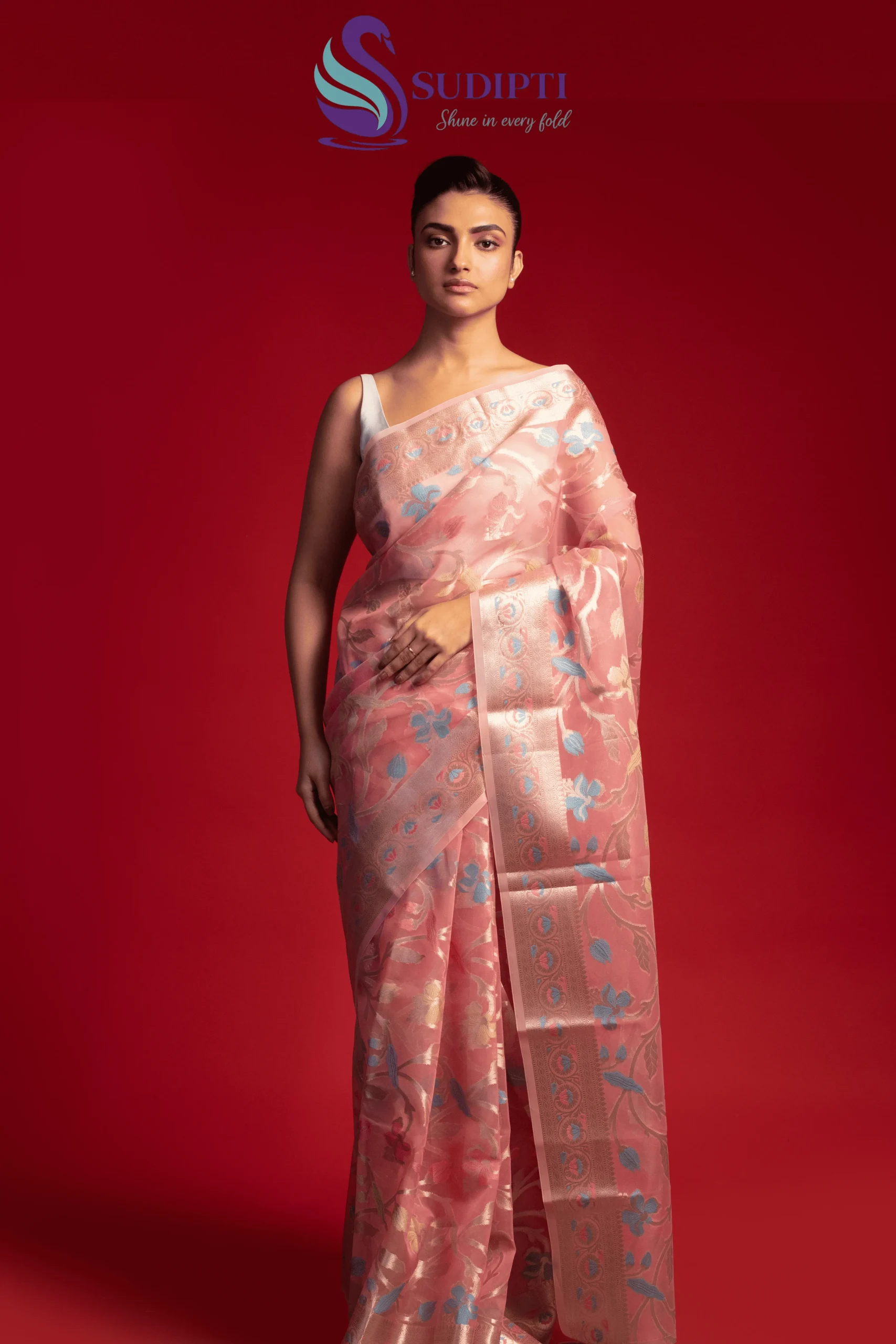 Rose Bloom Tissue Banarasi Saree