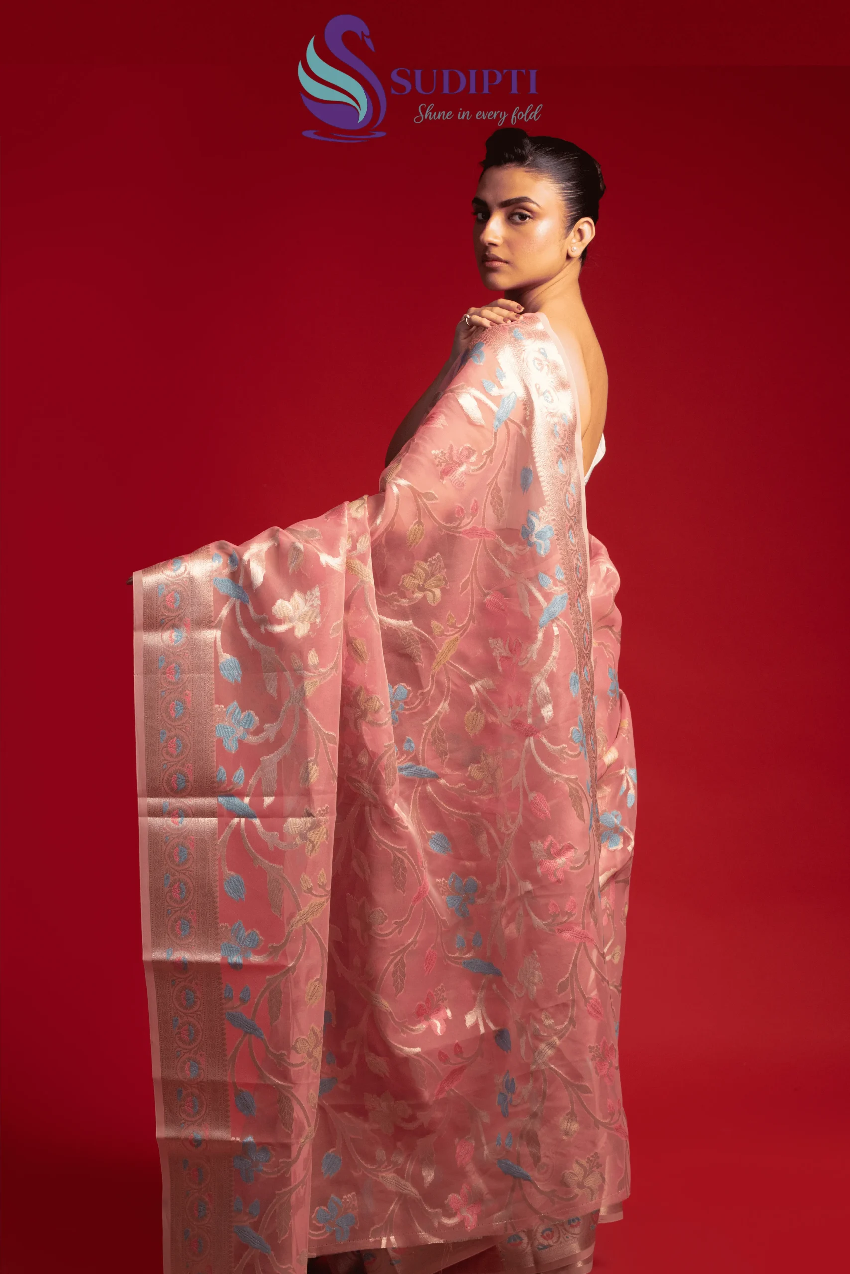 Rose Bloom Tissue Banarasi Saree