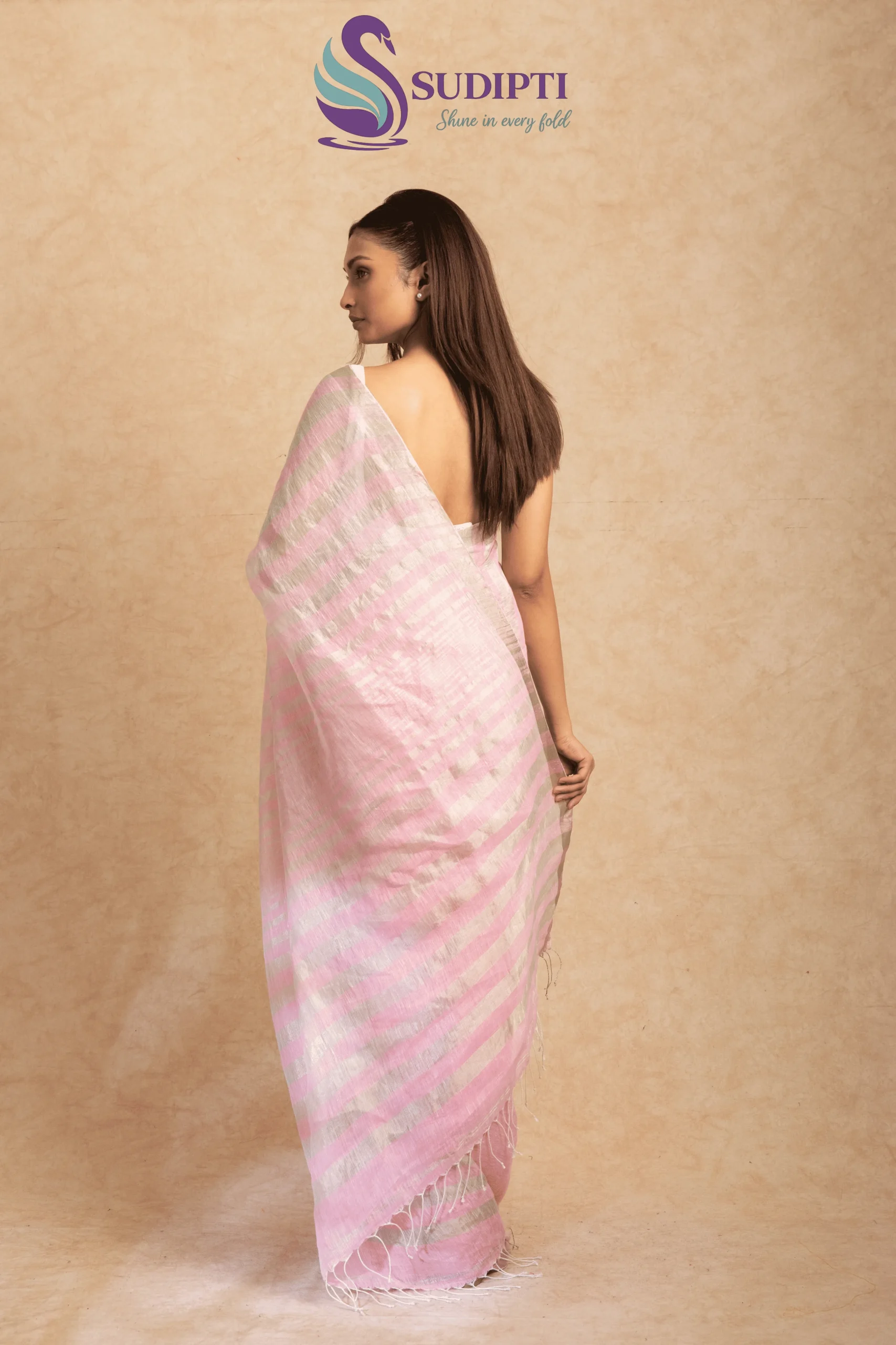 Blush Serenity Linen Saree