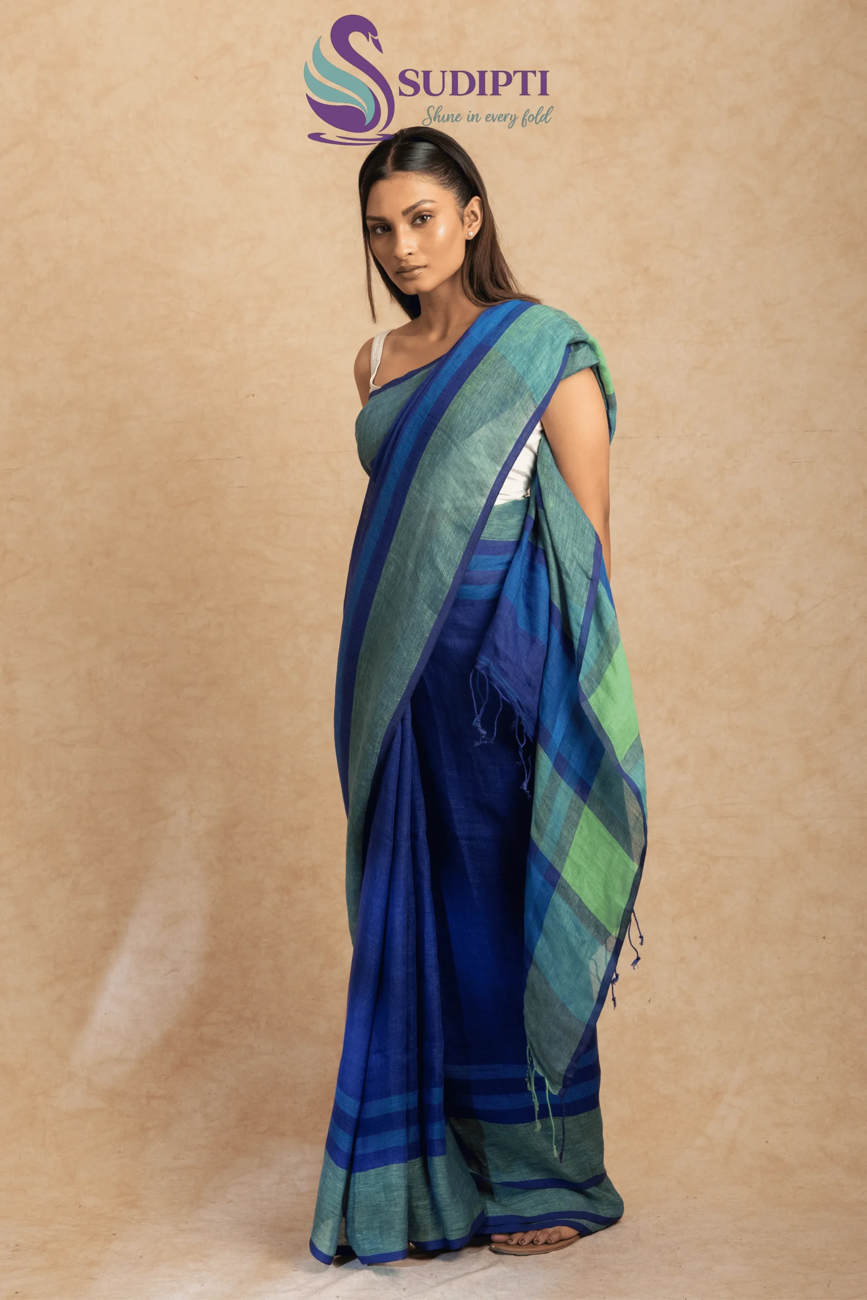Neel Tara Cotton Linen Saree