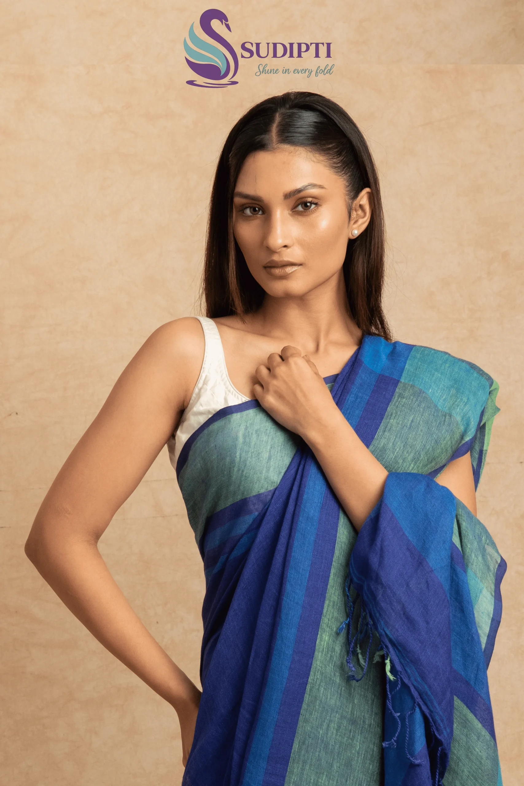Neel Tara Cotton Linen Saree