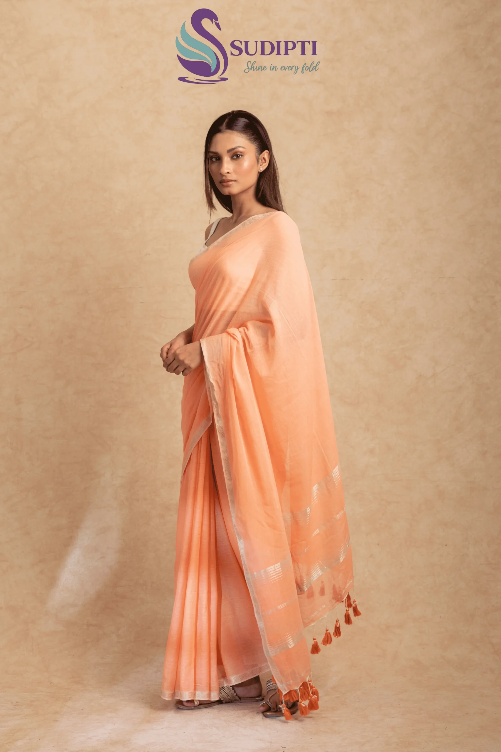 Peach Glow Cotton Saree