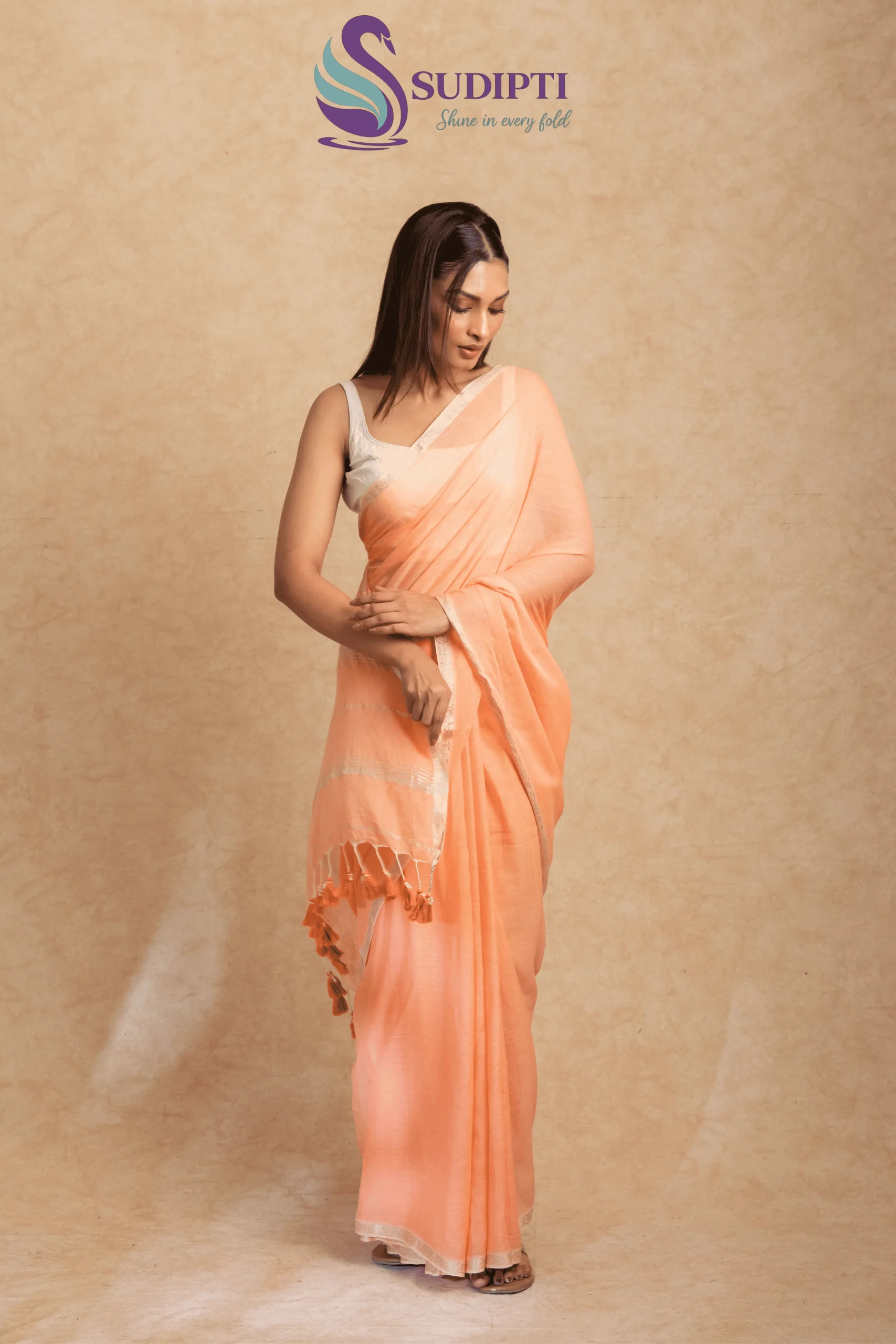 Peach Glow Cotton Saree