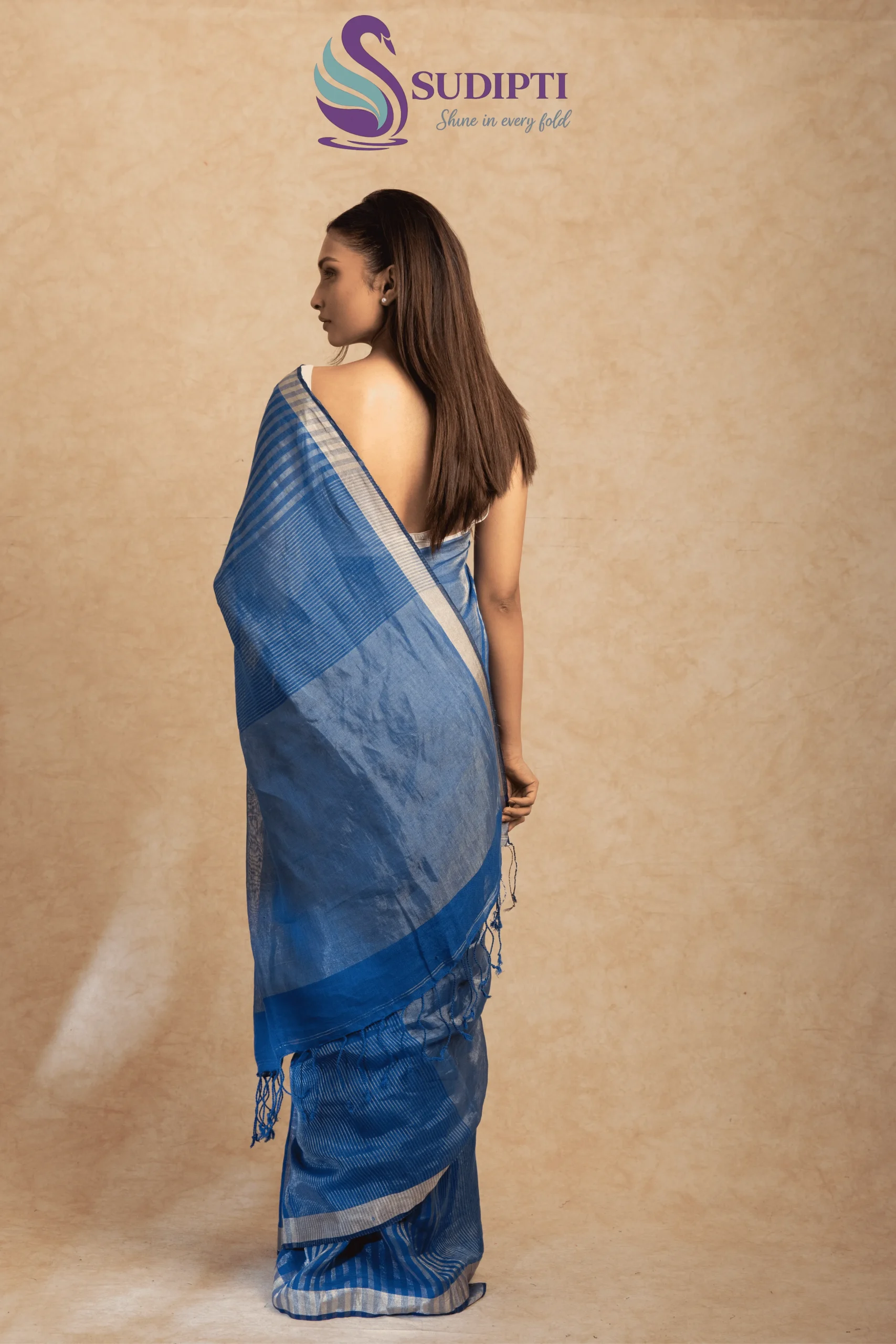 Royal Blue Pure Linen Saree