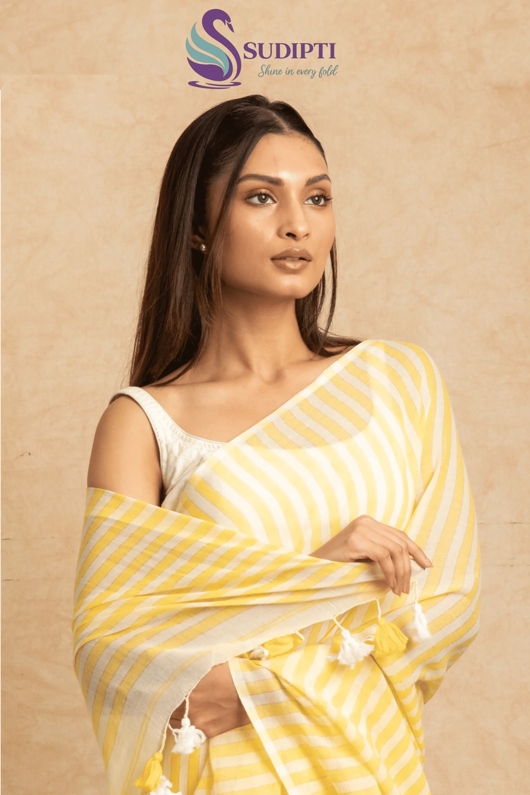 Sunlit Stripe Cotton Saree