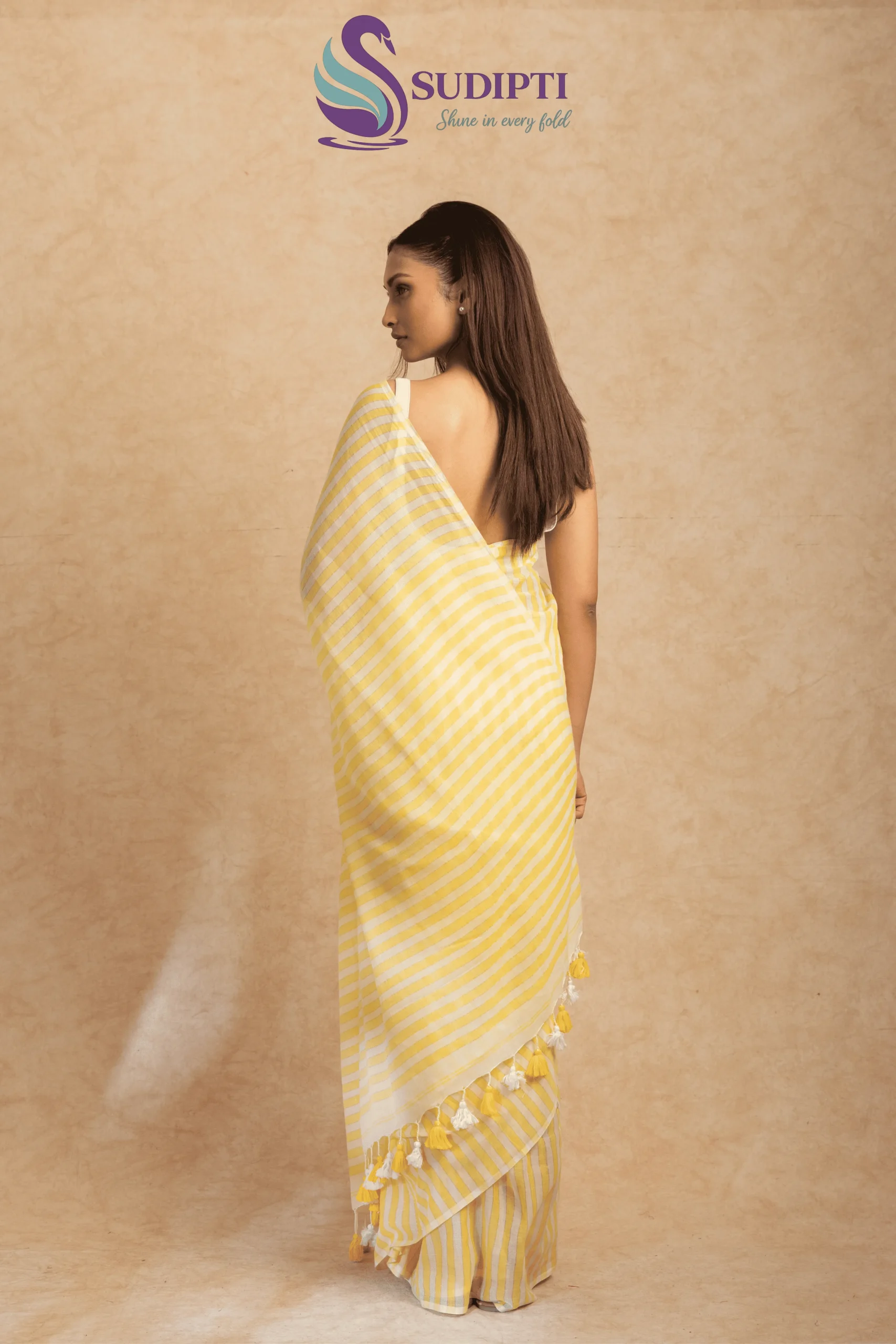 Sunlit Stripe Cotton Saree