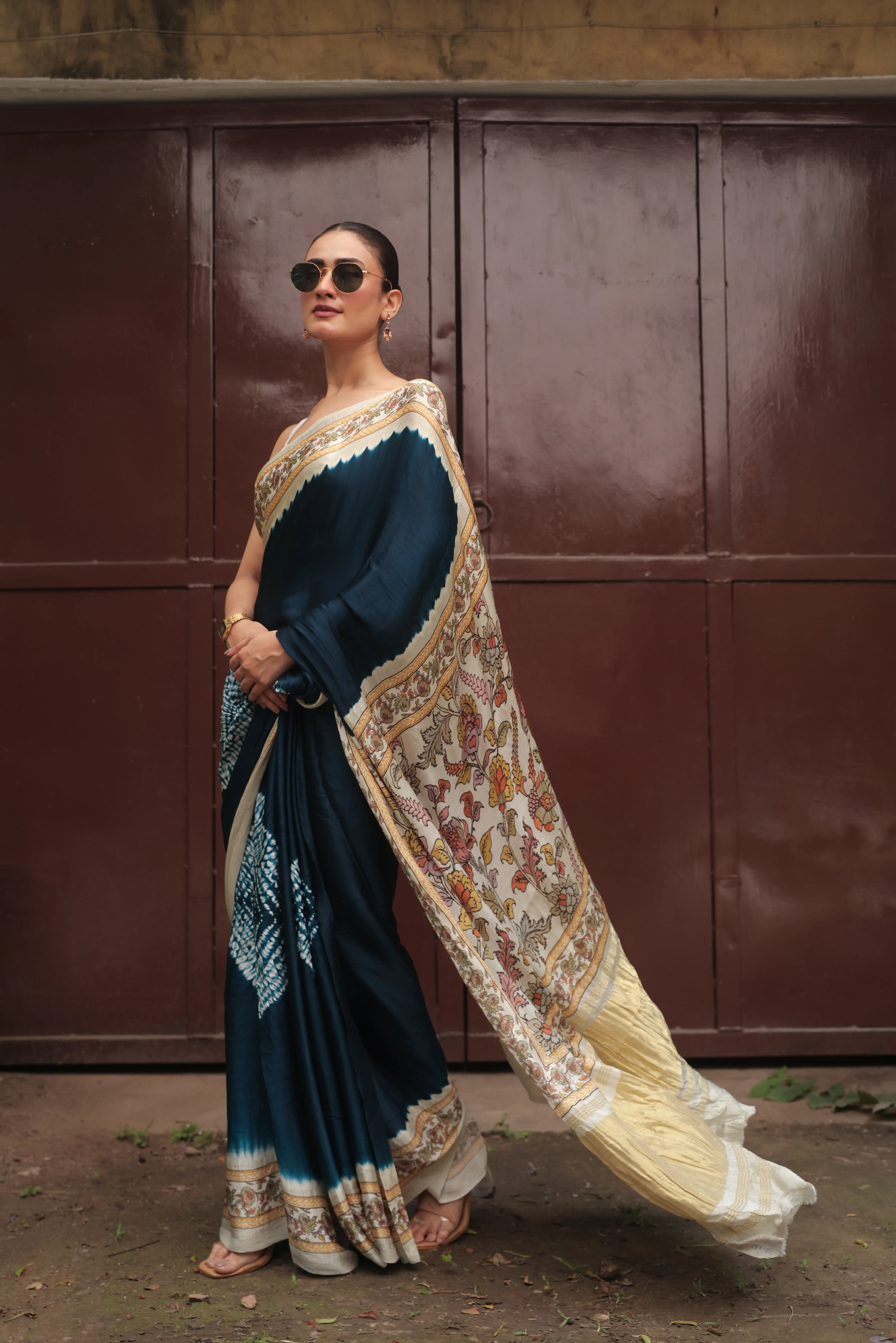 Midnight Garden Digital Print Saree