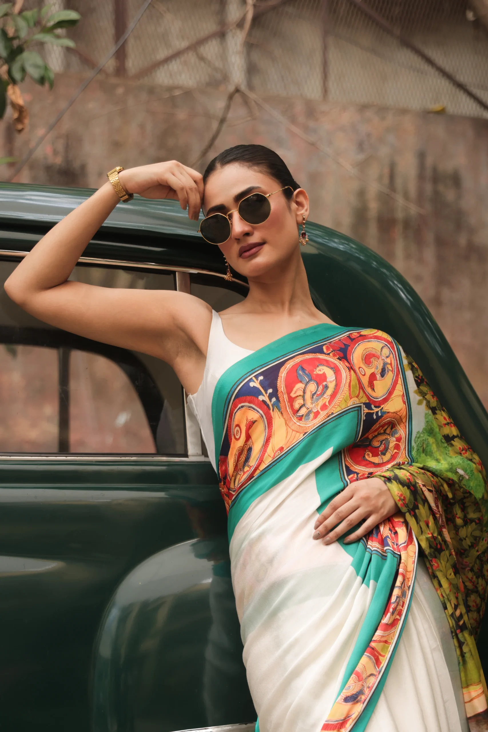 Turquoise Tales Digital Print Saree