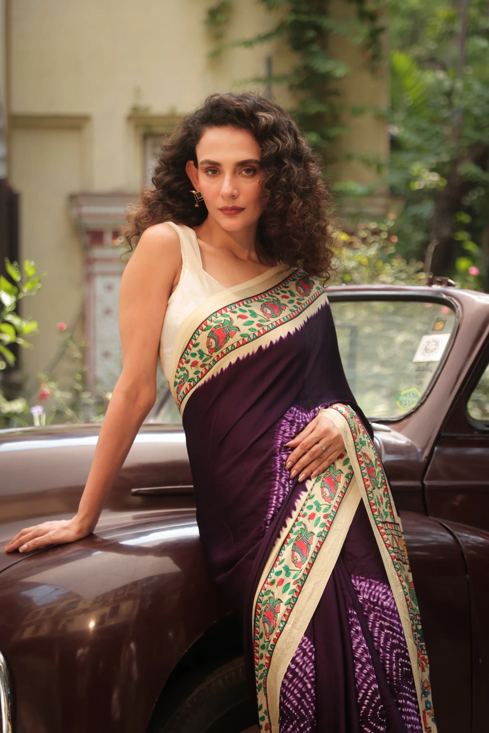 Royal Plum Heritage Digital Print Saree