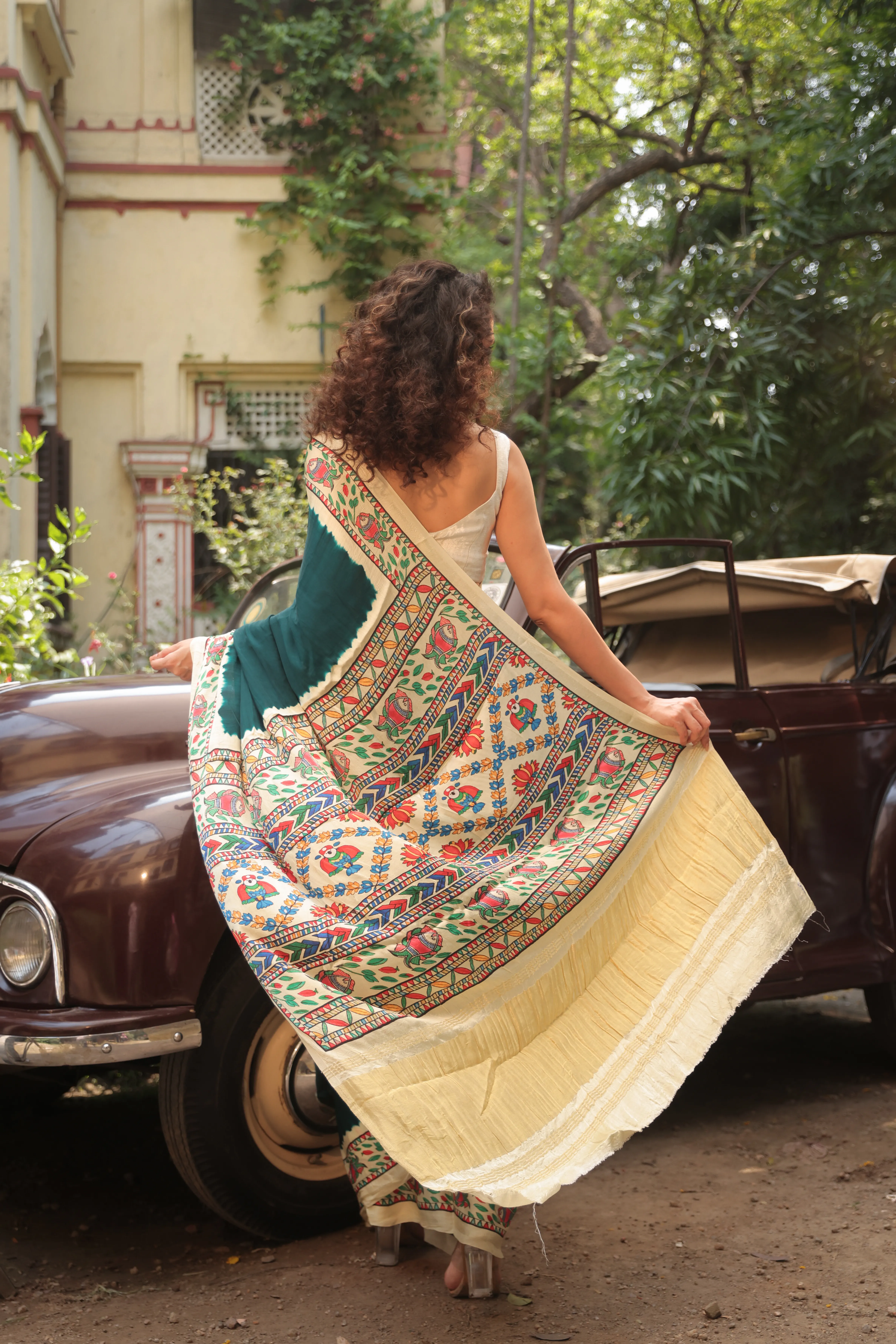 Emerald Folk Tale Digital Print Saree