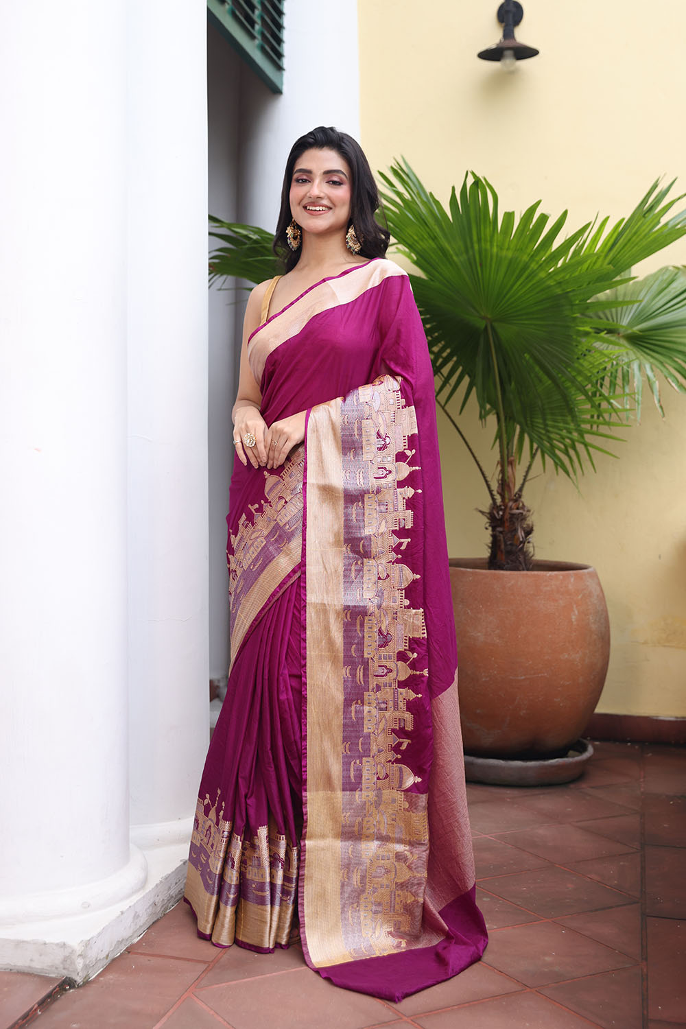 Royal Amethyst Purple Heritage Banarasi Saree