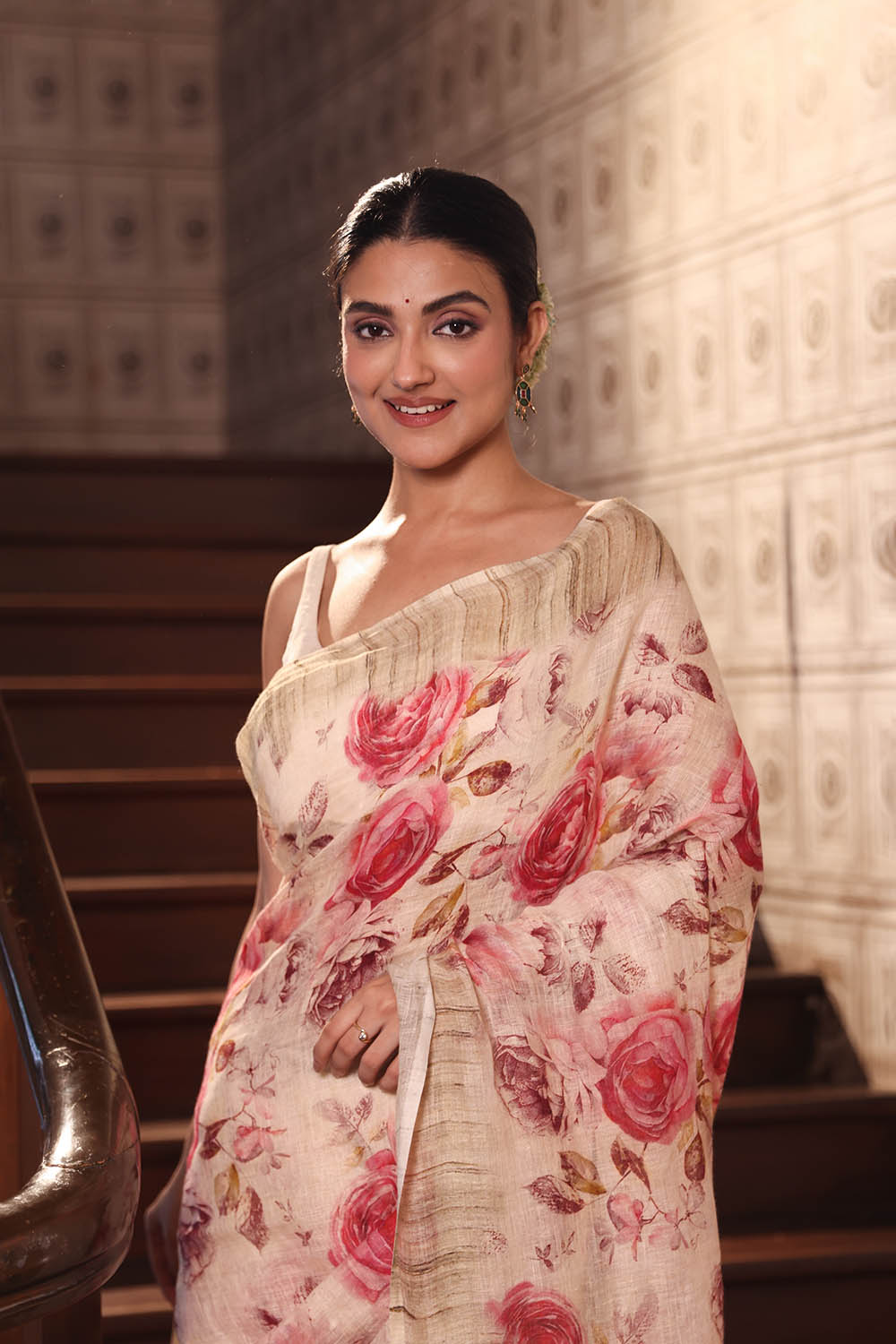 Digital Printed Linen Saree