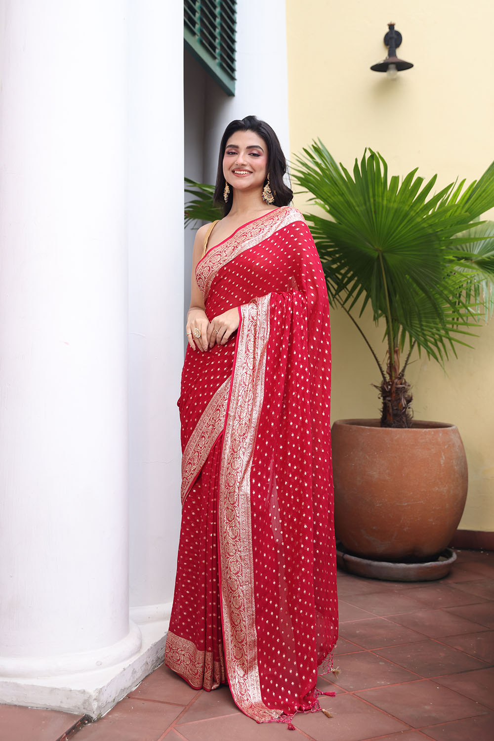 Crimson Radiance Banarasi Saree