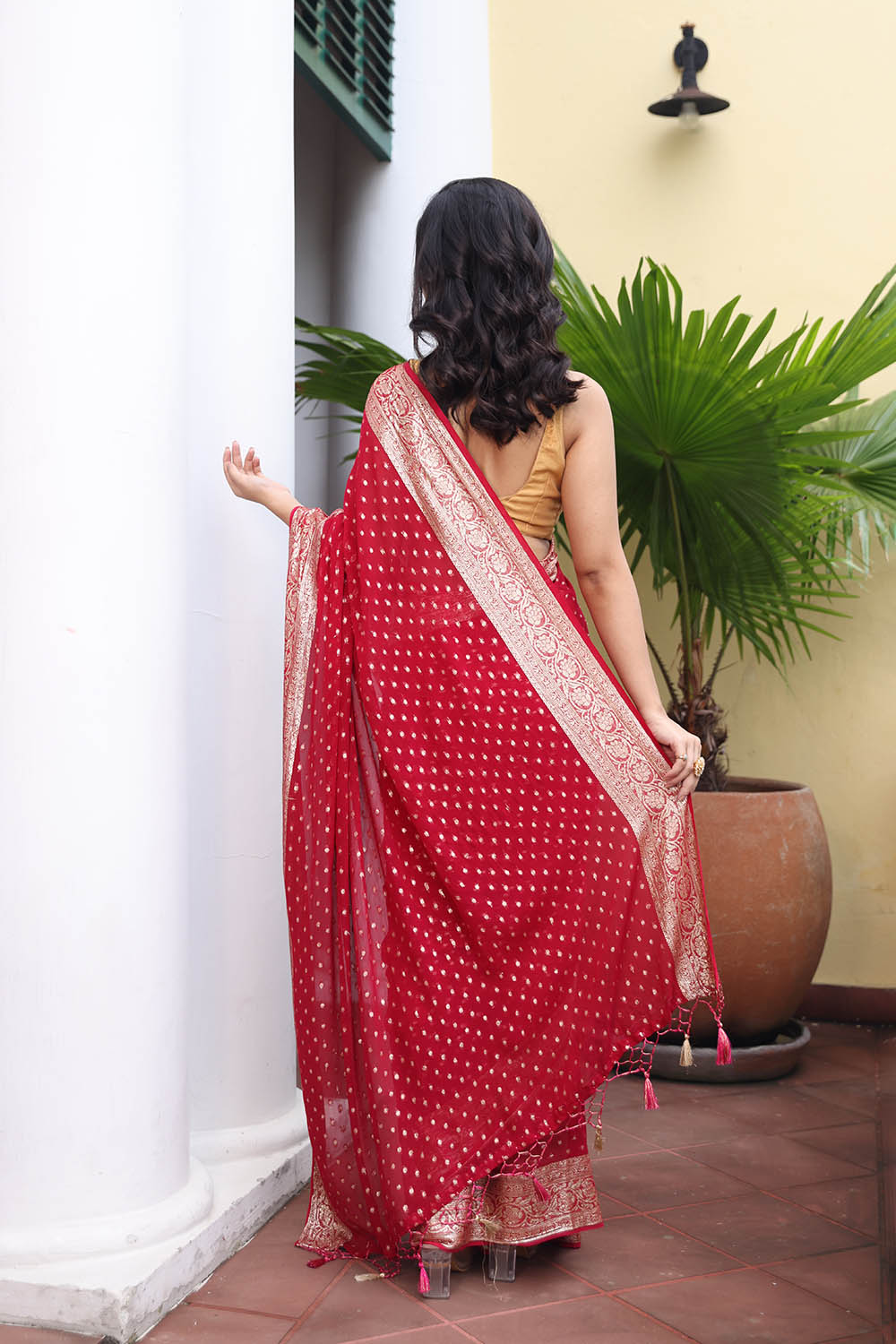 Crimson Radiance Banarasi Saree