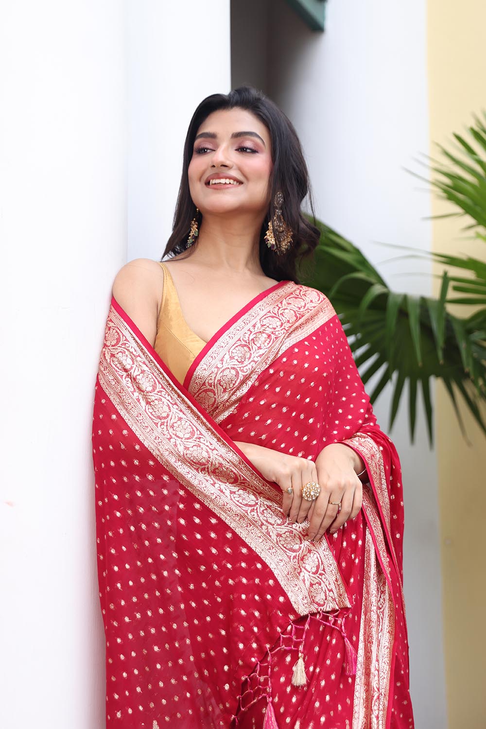 Crimson Radiance Banarasi Saree