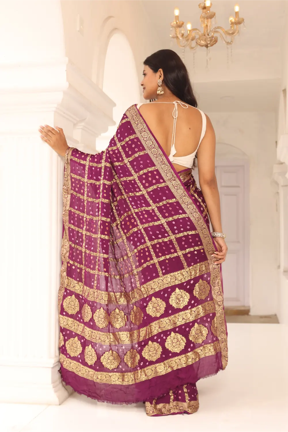 Royal Purple Gharchola Bandhani Saree
