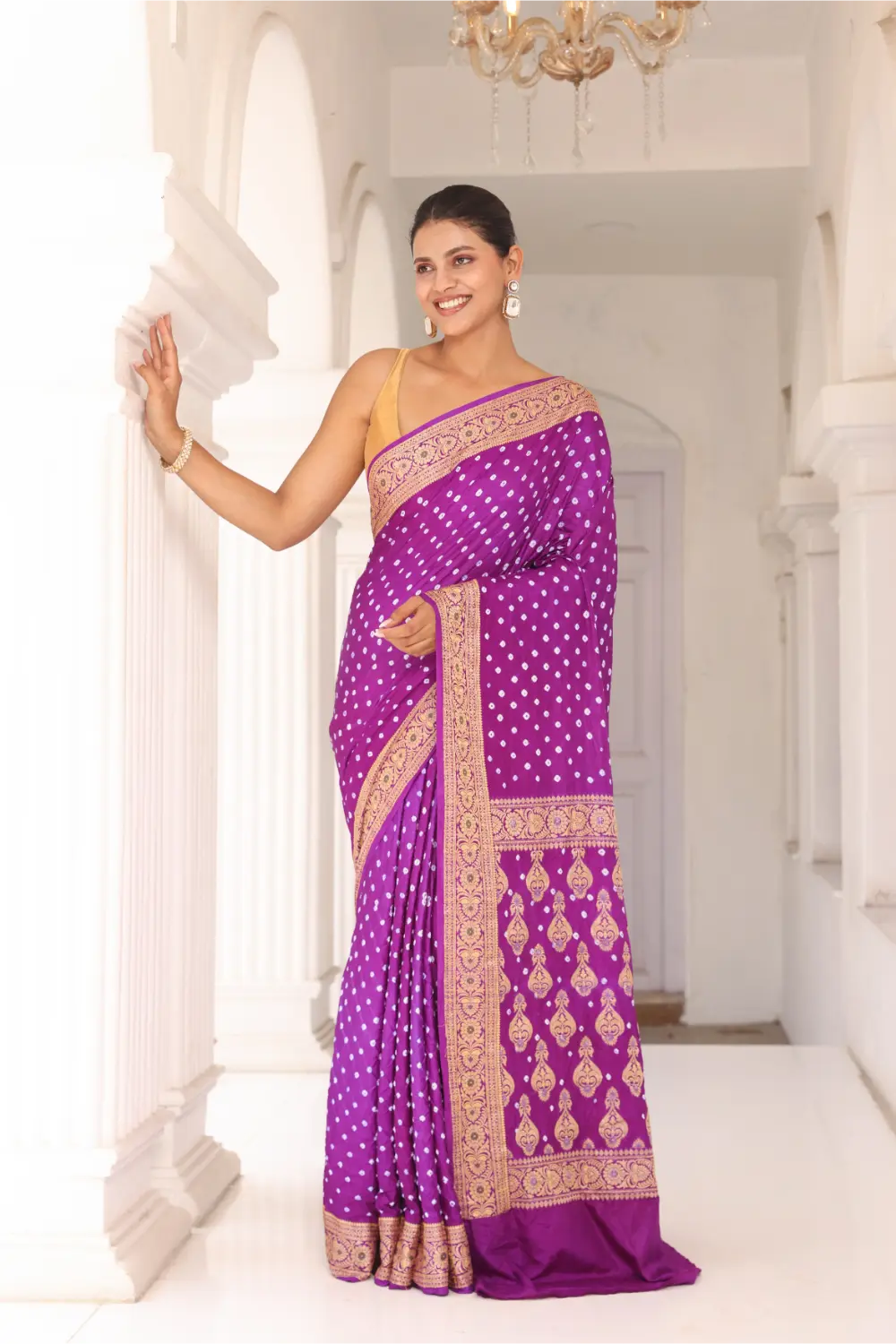 Royal Purple Bandhani Silk Saree