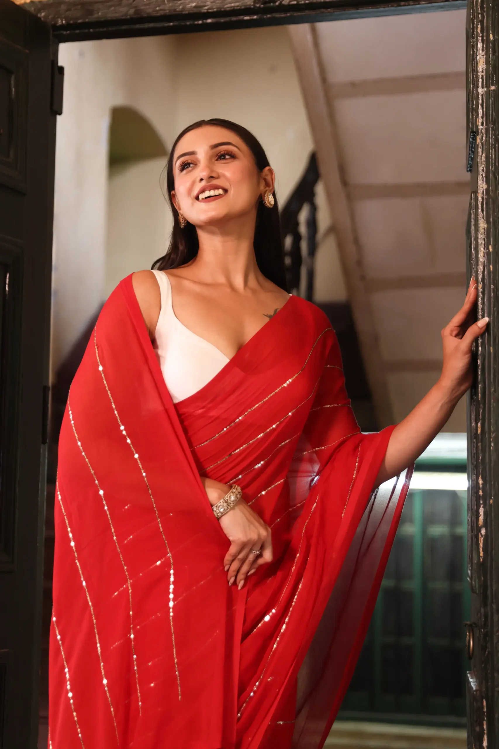 Scarlet Sequin Mul Saree